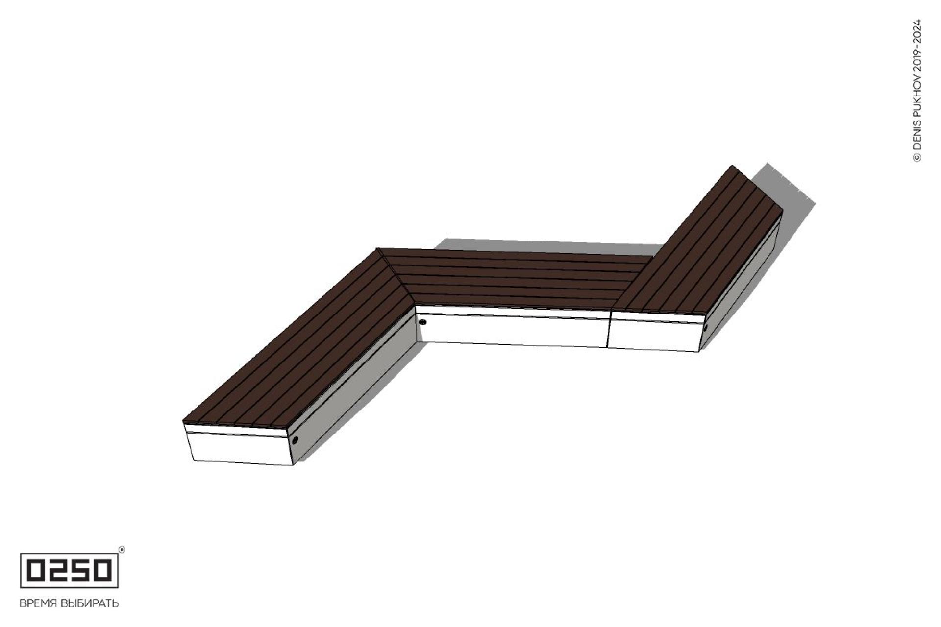 Уличная Z-образная трапецеидальная скамейка на блоке производство 0250