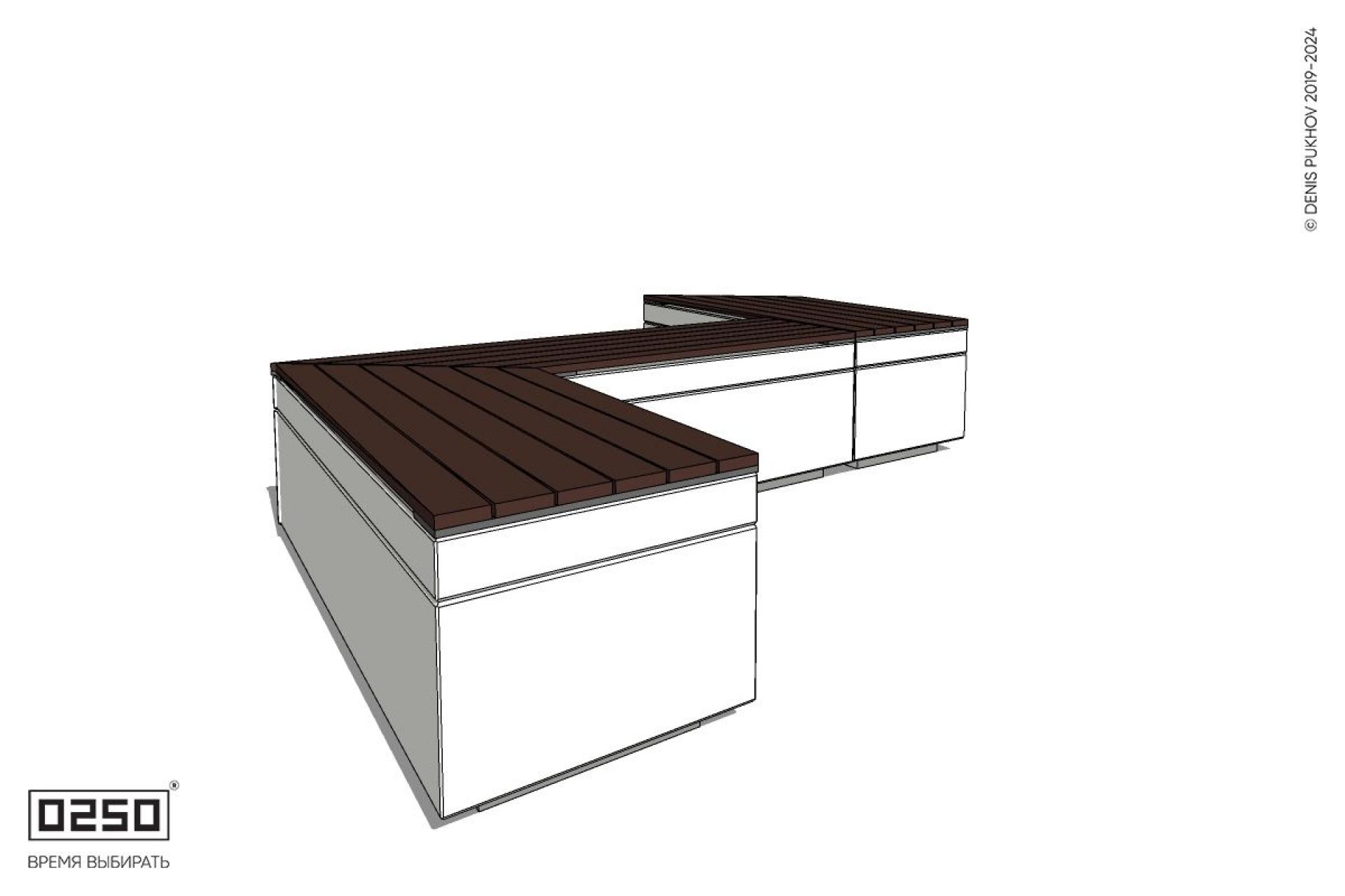 Уличная Z-образная трапецеидальная скамейка на блоке производство 0250