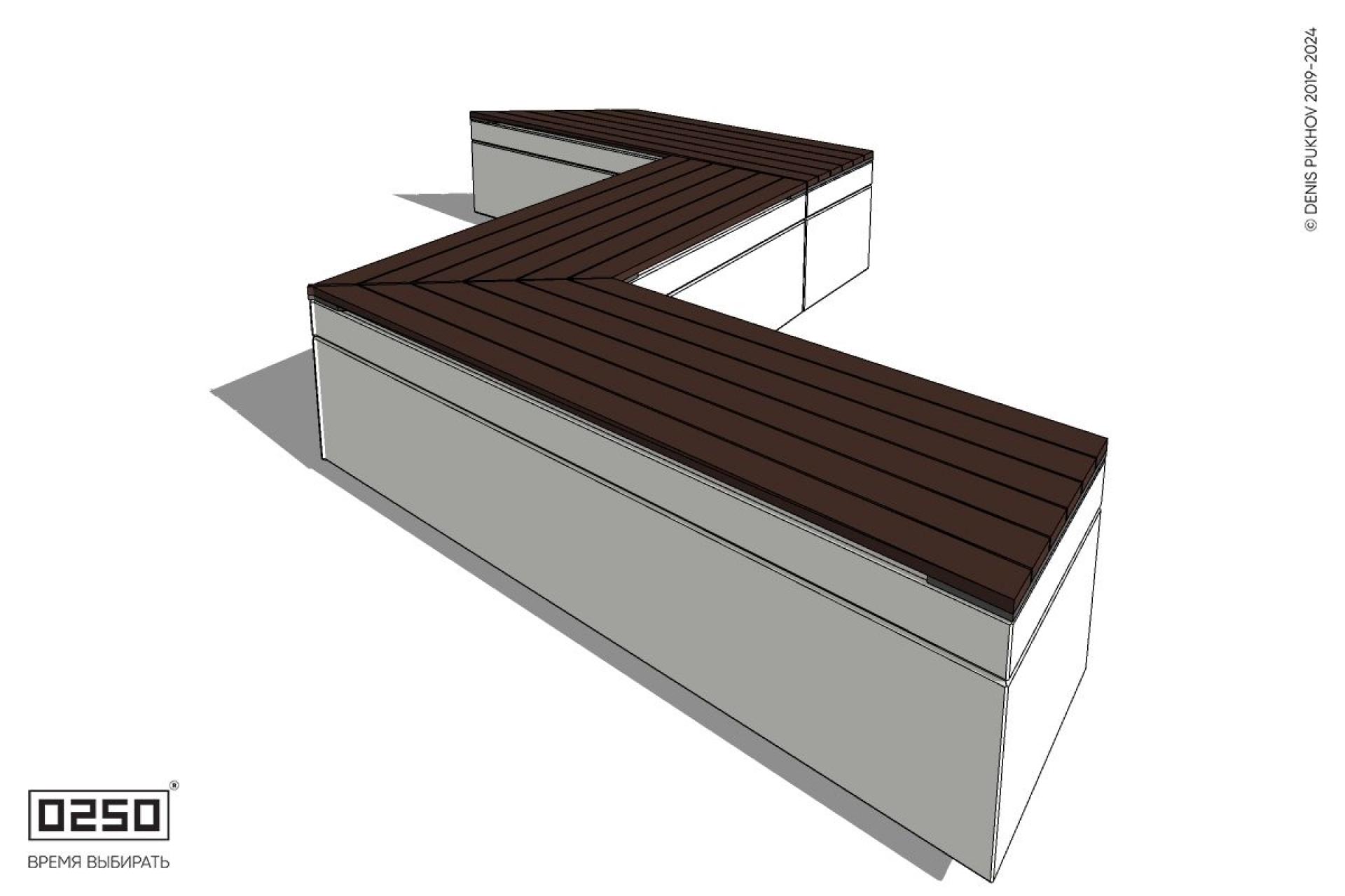Уличная Z-образная трапецеидальная скамейка на блоке производство 0250
