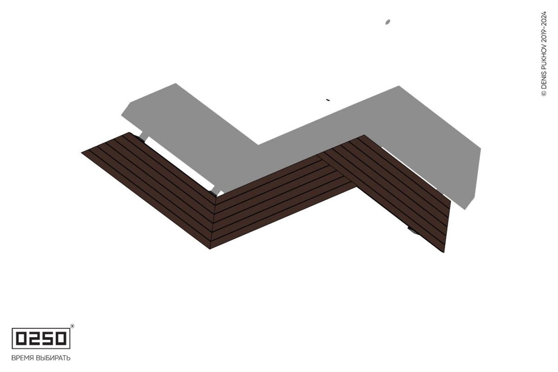 Уличная Z-образная трапециевидная скамейка на ножках производство 0250, module