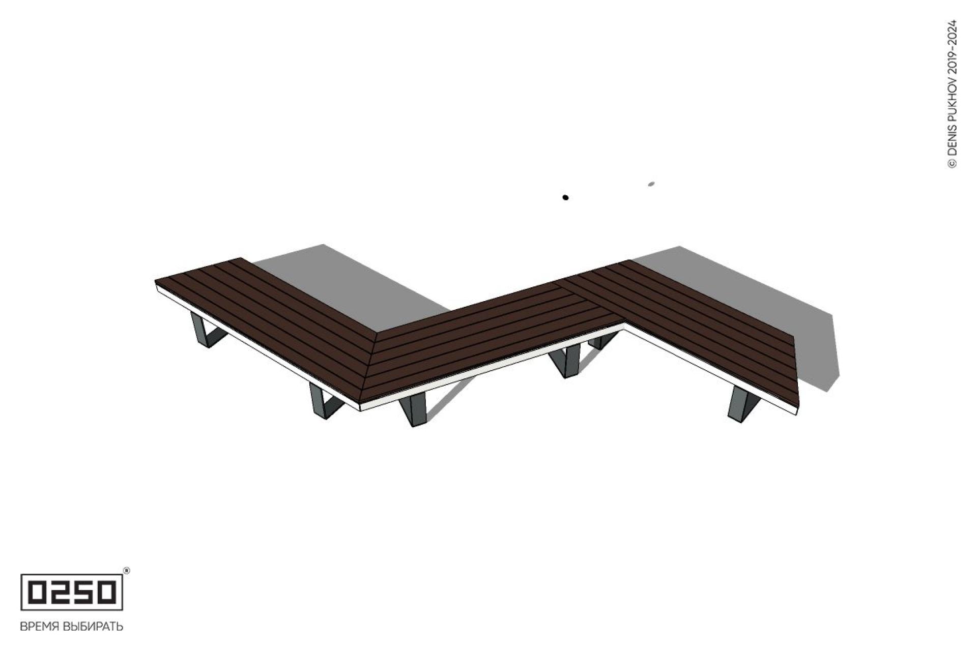 Уличная Z-образная трапециевидная скамейка на ножках производство 0250
