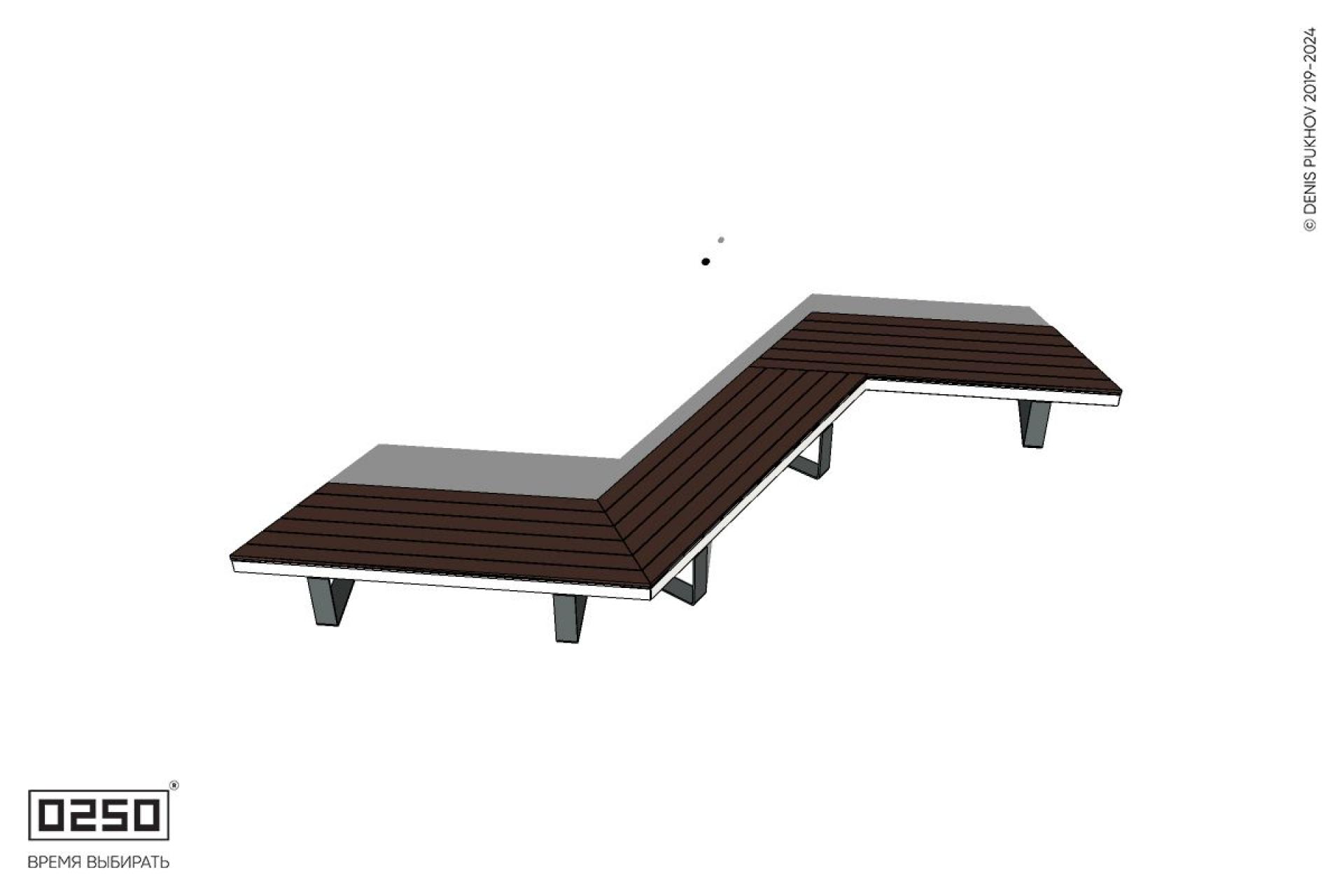 Уличная Z-образная трапециевидная скамейка на ножках производство 0250