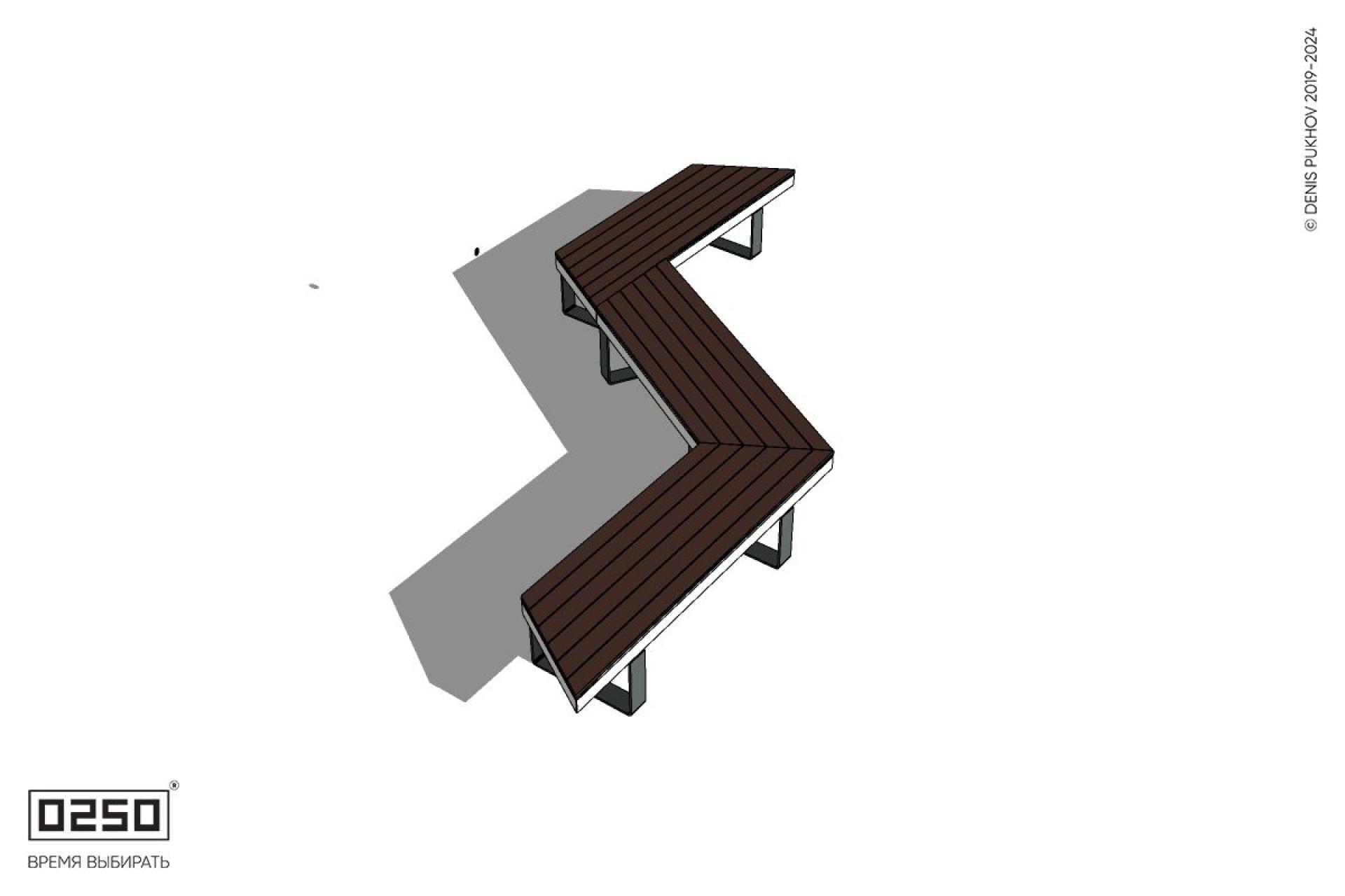 Уличная Z-образная трапециевидная скамейка на ножках производство 0250