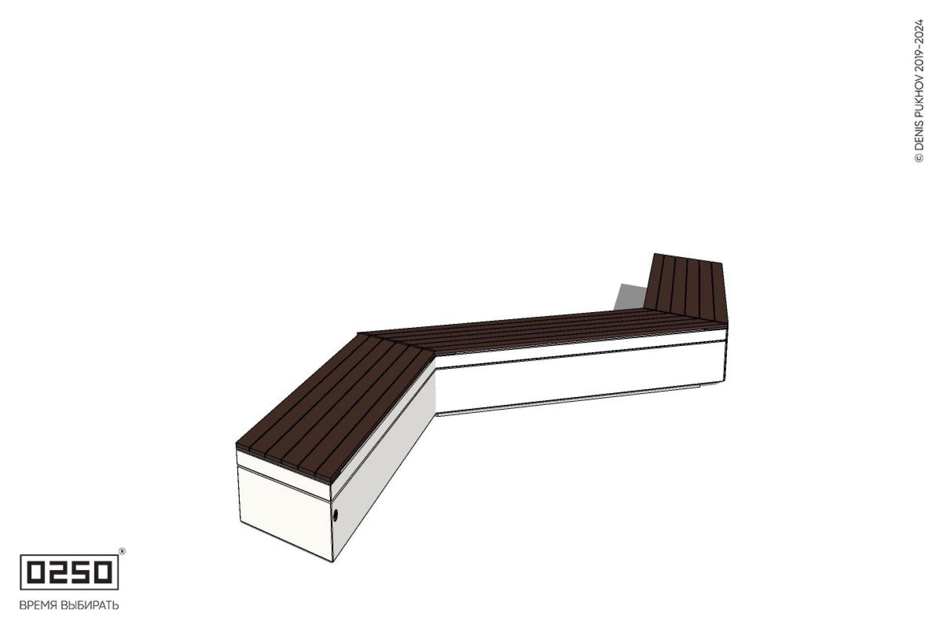 Уличная Z-образная трапециевидная длинная скамейка на блоке производство 0250