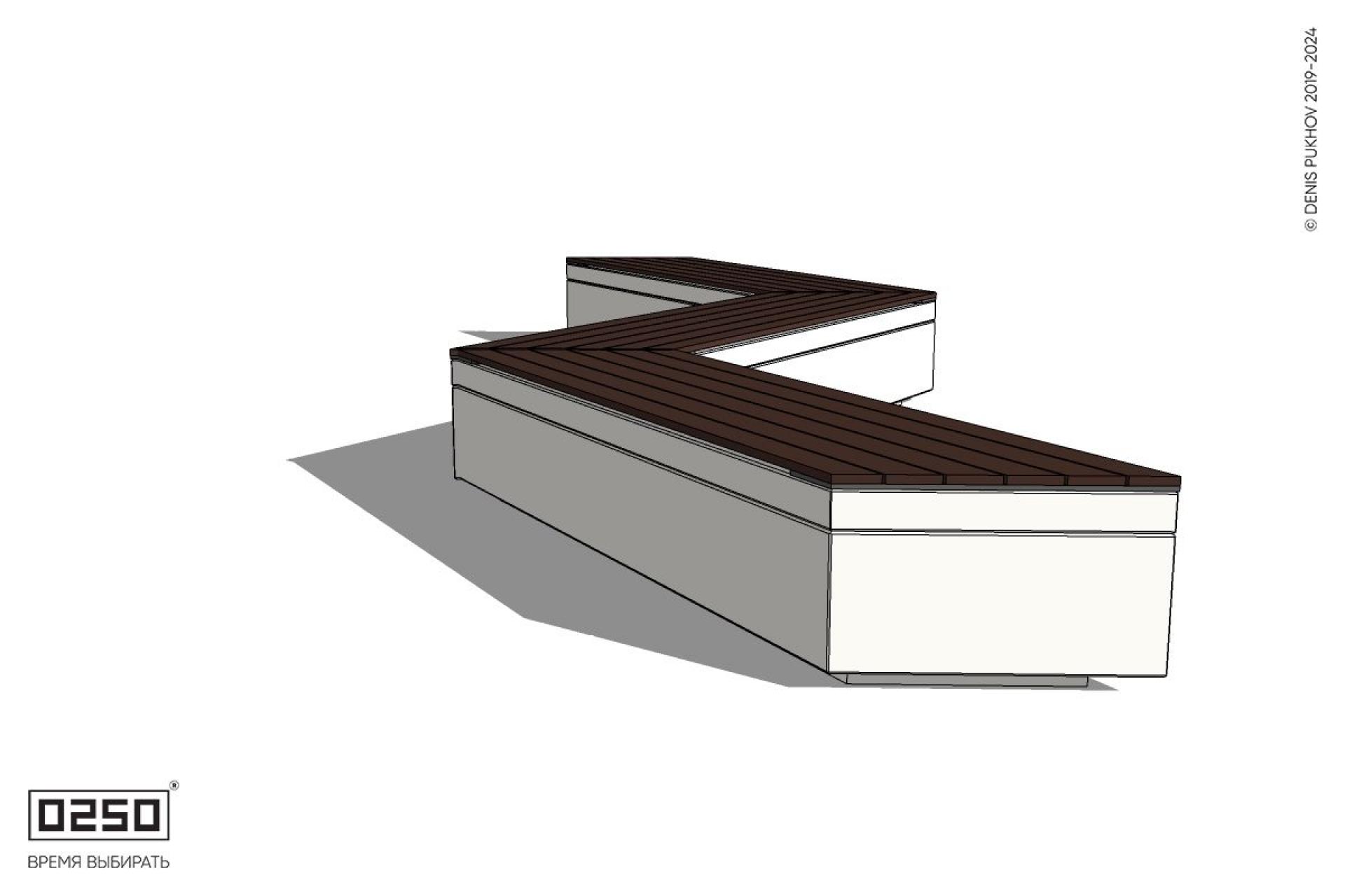 Уличная Z-образная трапециевидная длинная скамейка на блоке производство 0250