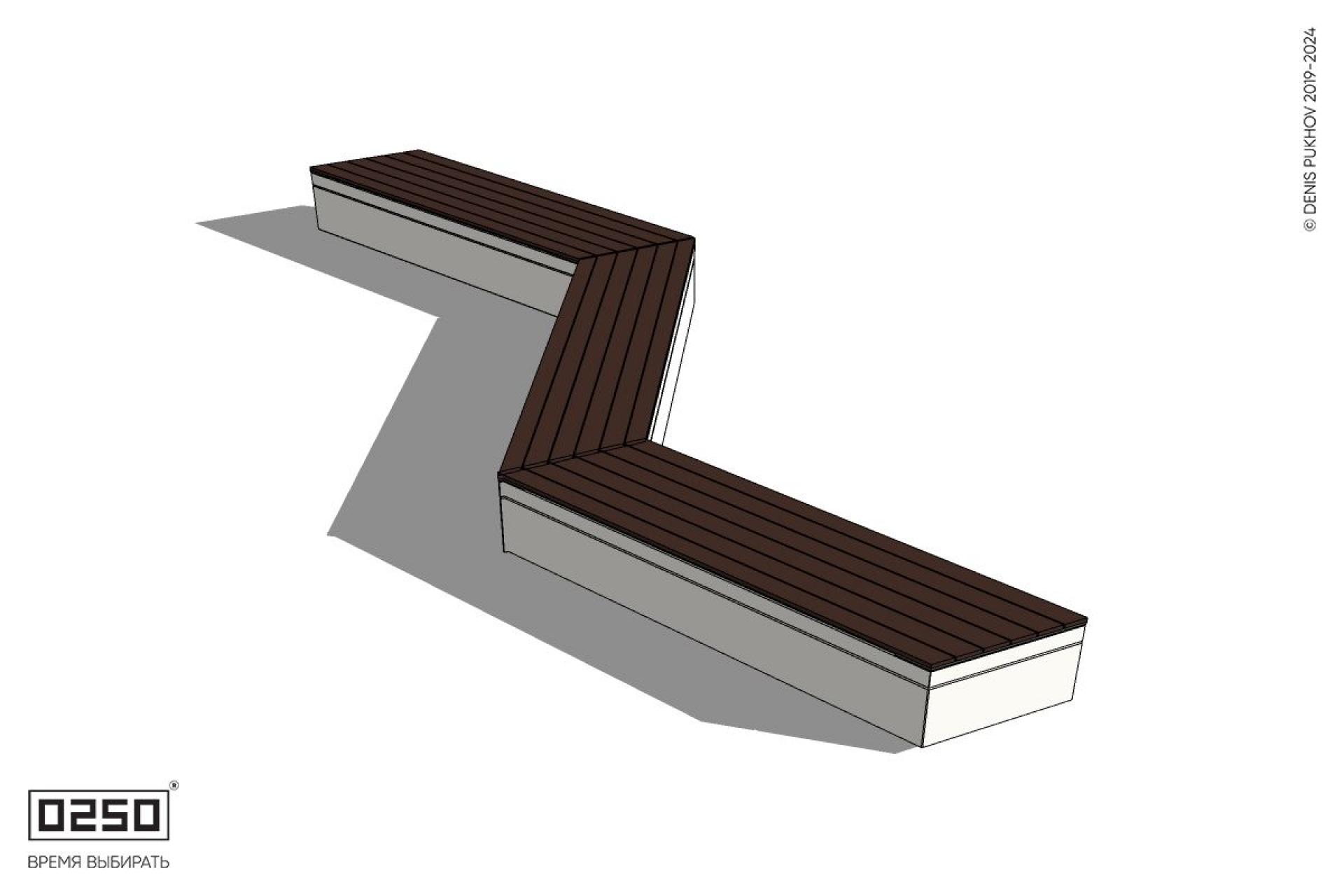 Уличная Z-образная трапециевидная длинная скамейка на блоке производство 0250