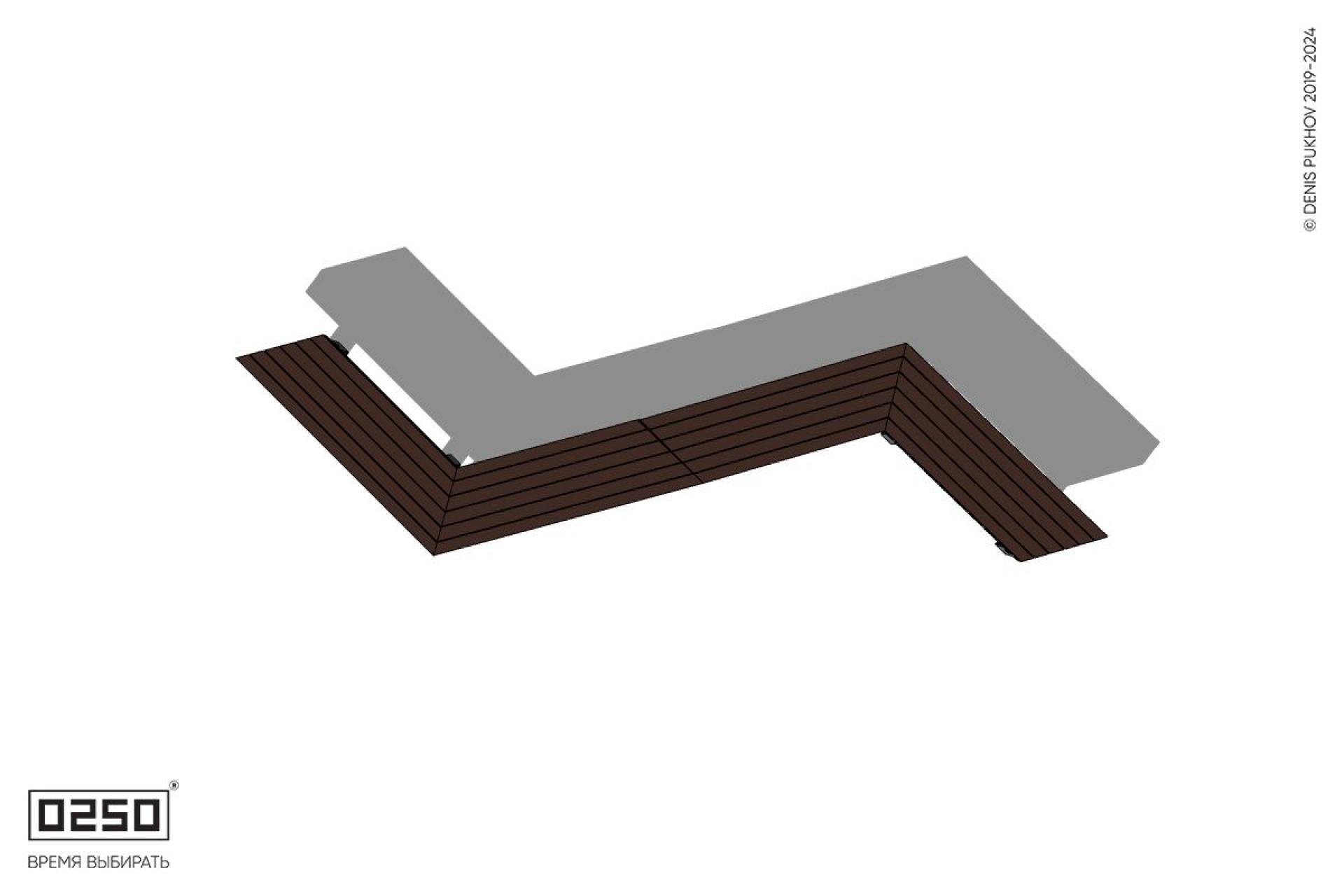 Уличная Z-образная трапецеидальная удвоенная скамейка на ножках производство 0250, module