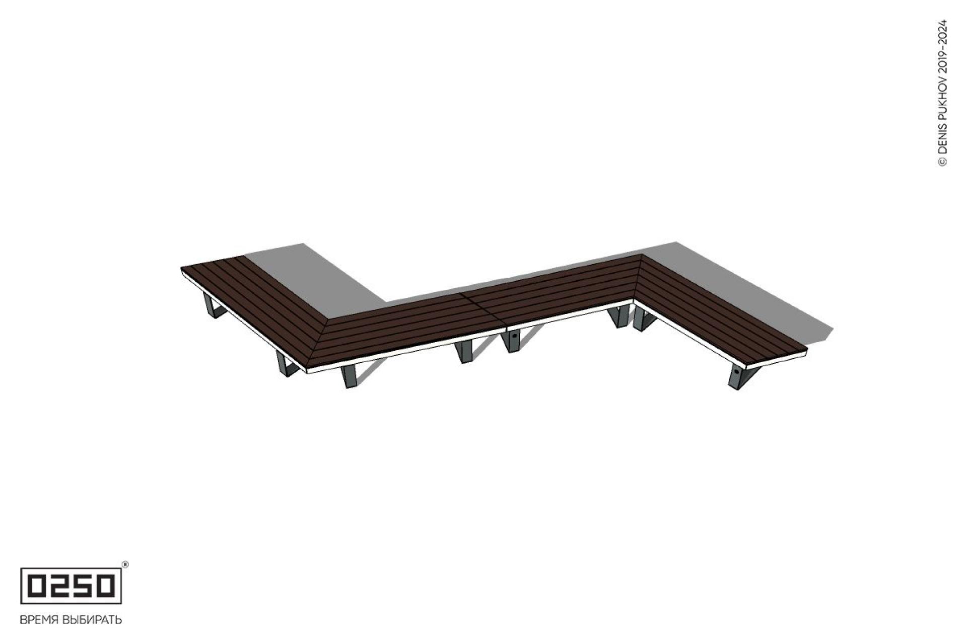 Уличная Z-образная трапецеидальная удвоенная скамейка на ножках производство 0250