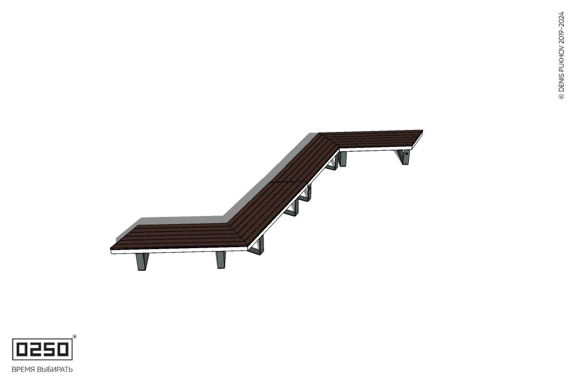 Уличная Z-образная трапецеидальная удвоенная скамейка на ножках производство 0250