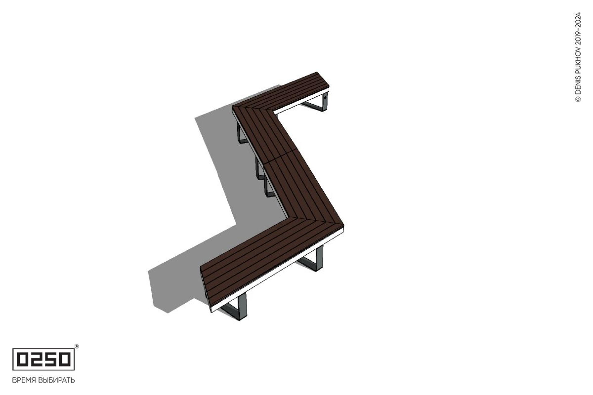 Уличная Z-образная трапецеидальная удвоенная скамейка на ножках производство 0250