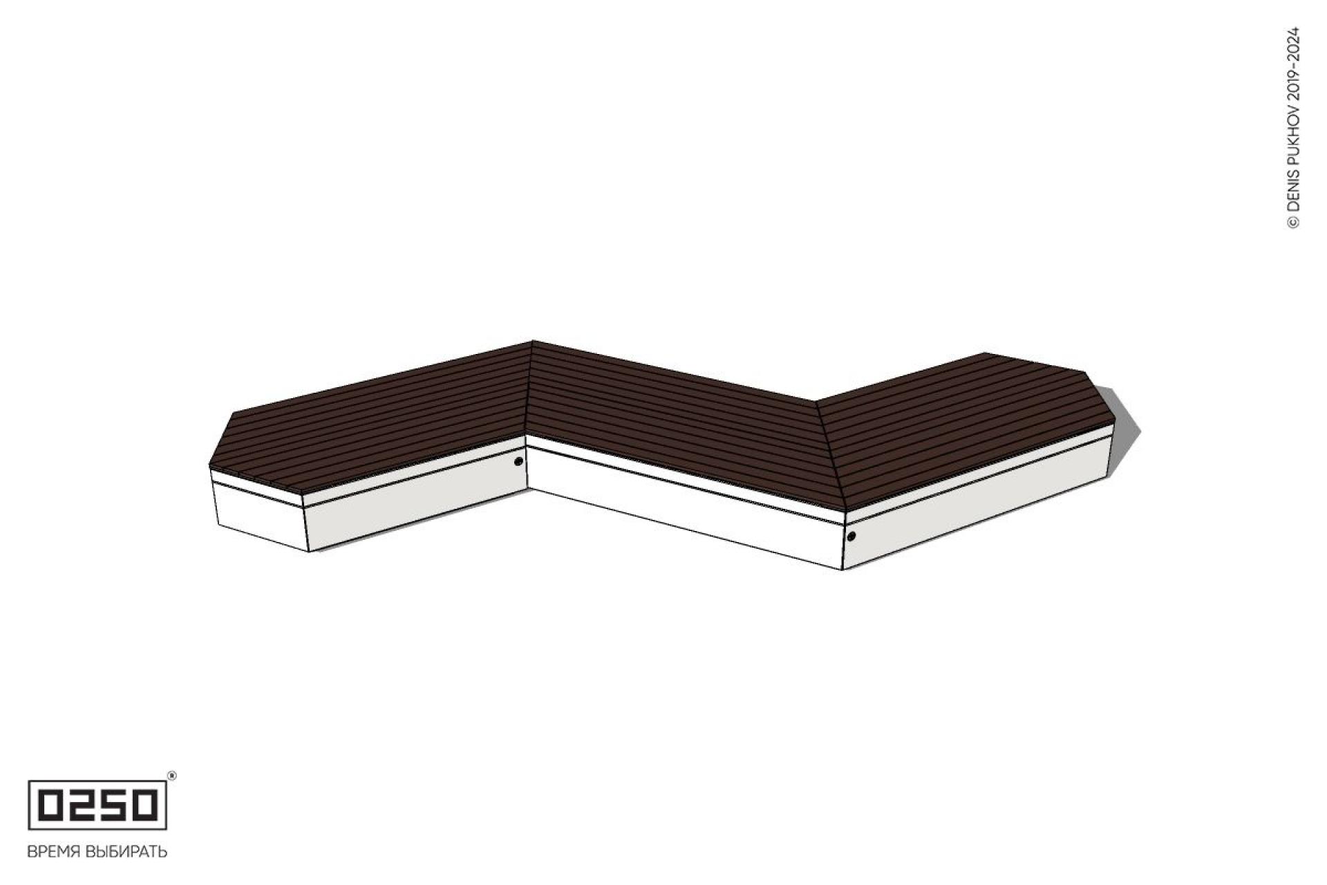 Уличная Z-образная двухсторонняя трапециевидная скамейка на блоке с клиновидными торцами производство 0250