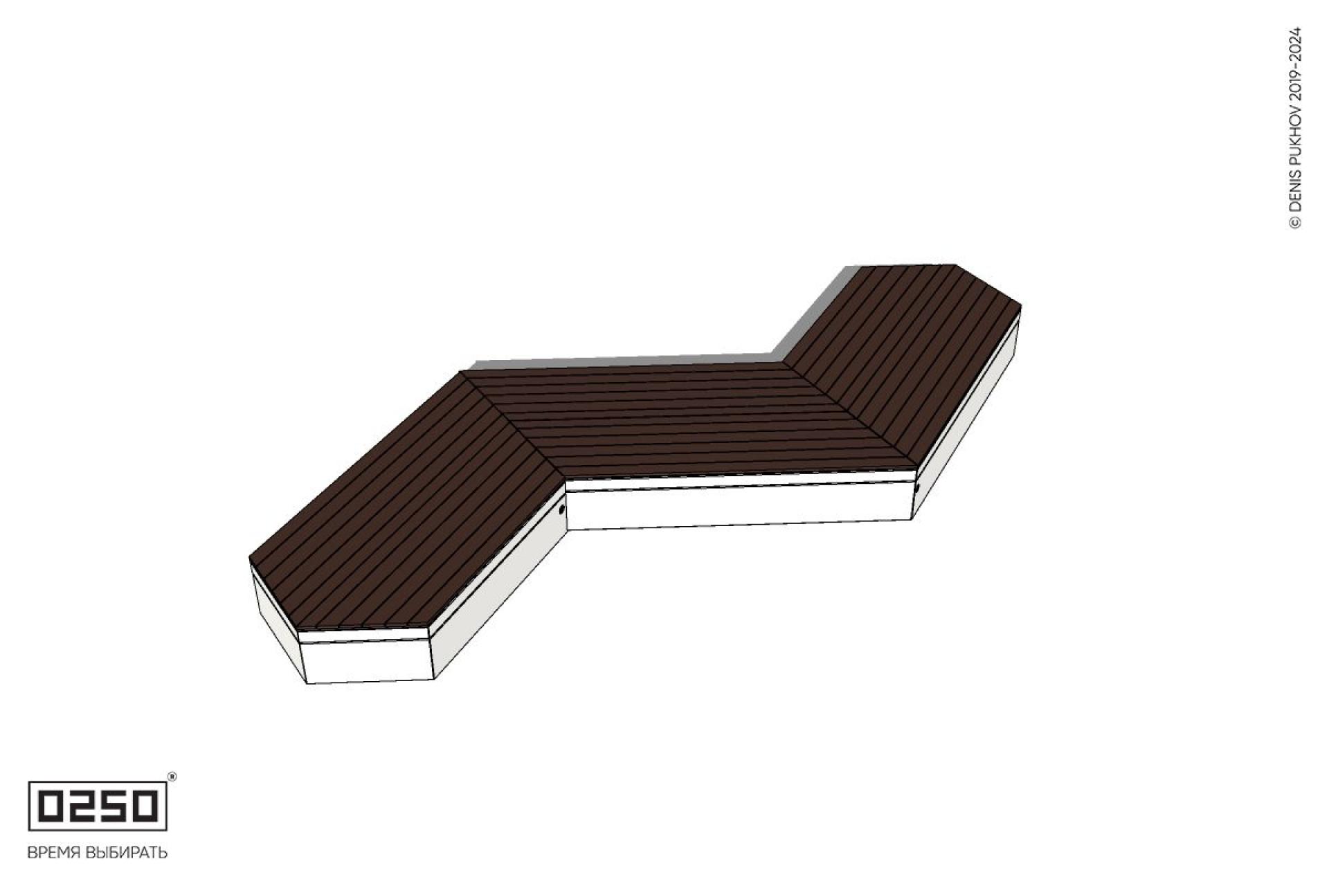 Уличная Z-образная двухсторонняя трапециевидная скамейка на блоке с клиновидными торцами производство 0250