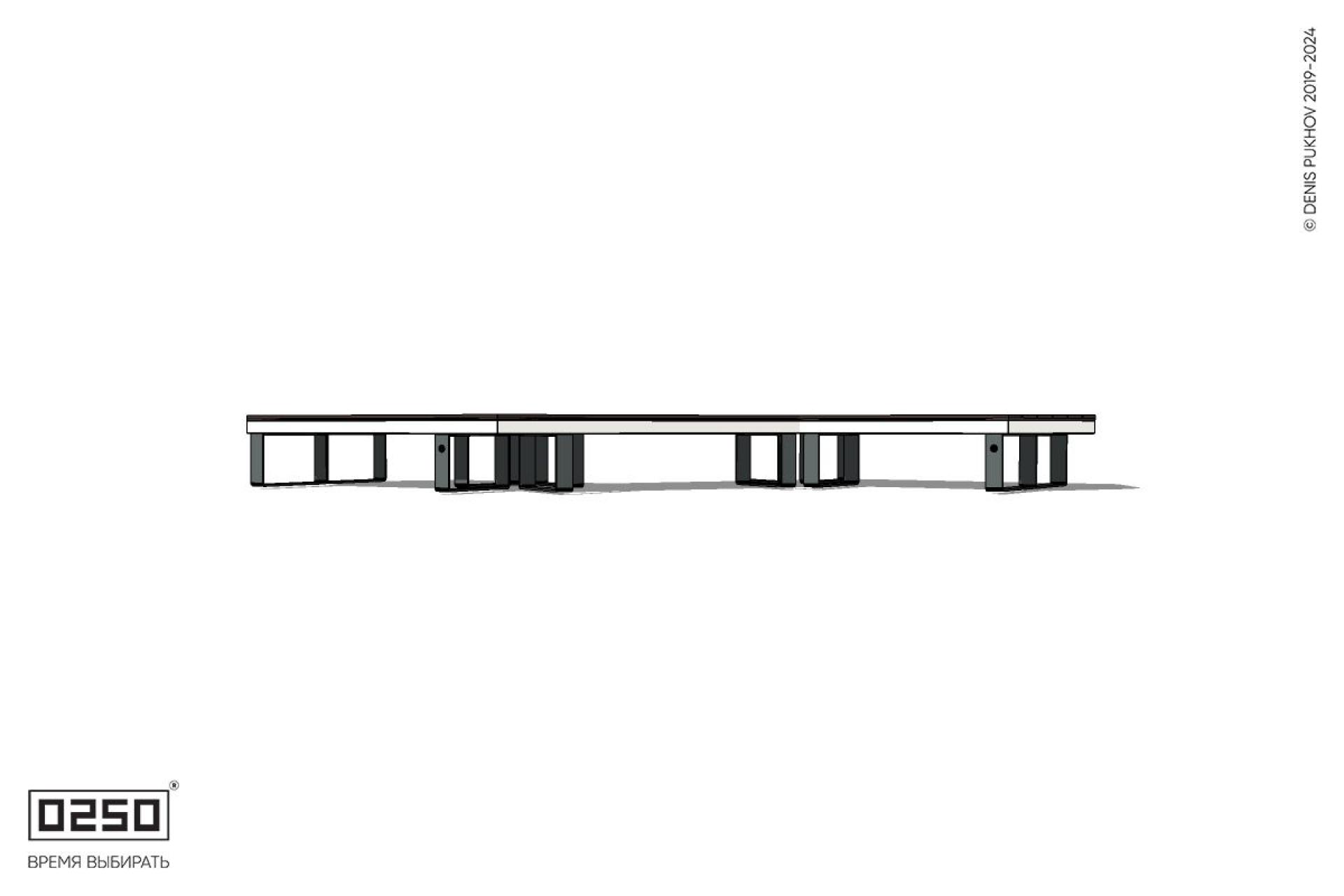 Уличная Z-образная двухсторонняя трапецеидальная скамейка на ножках с клиновидными торцами производство 0250