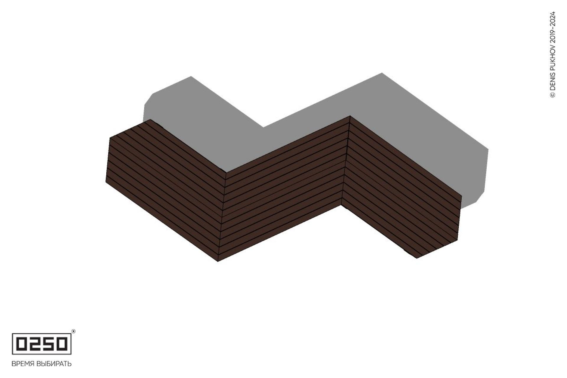Уличная Z-образная двухсторонняя трапецеидальная скамейка на ножках с клиновидными торцами производство 0250, module
