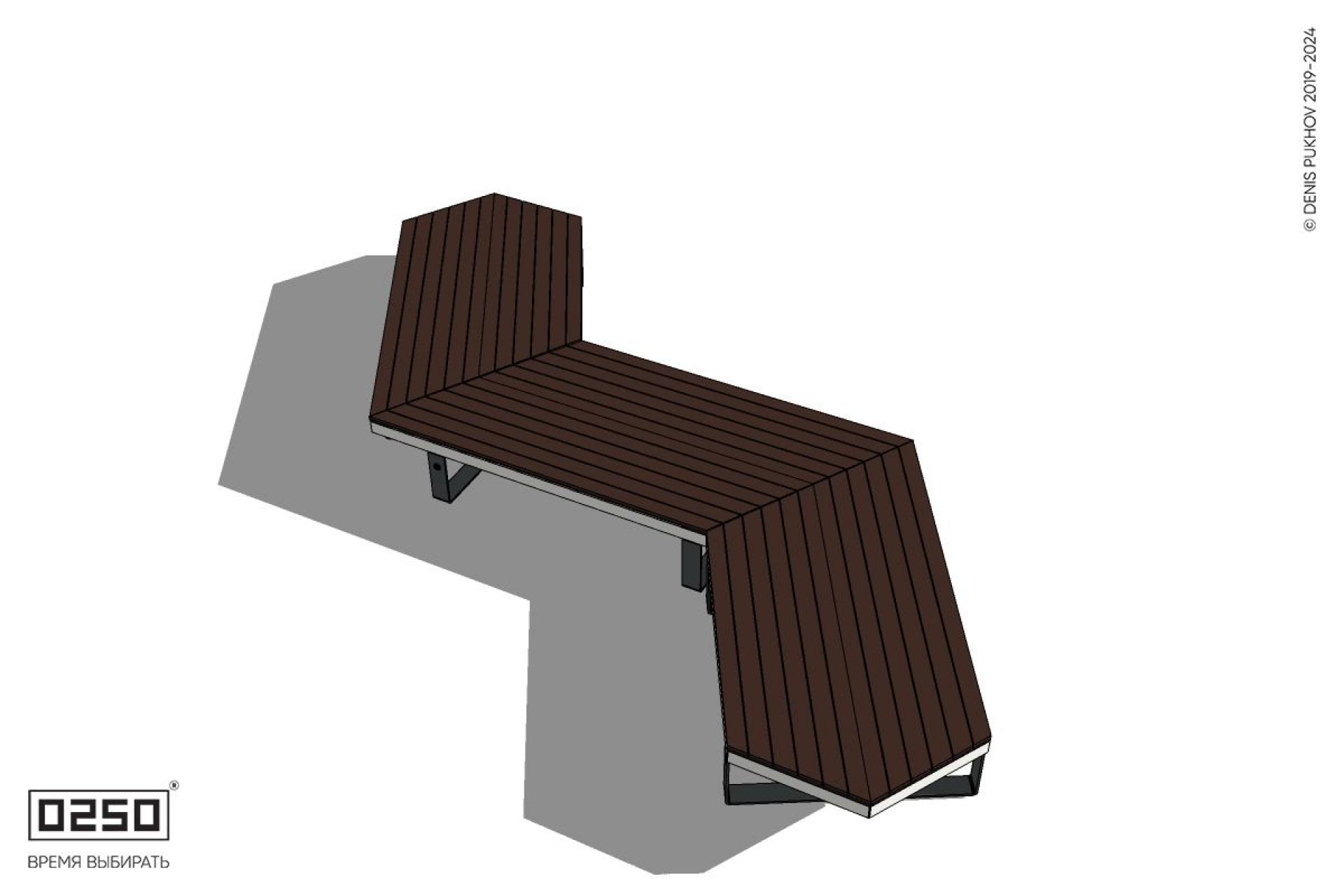 Уличная Z-образная двухсторонняя трапецеидальная скамейка на ножках с клиновидными торцами производство 0250
