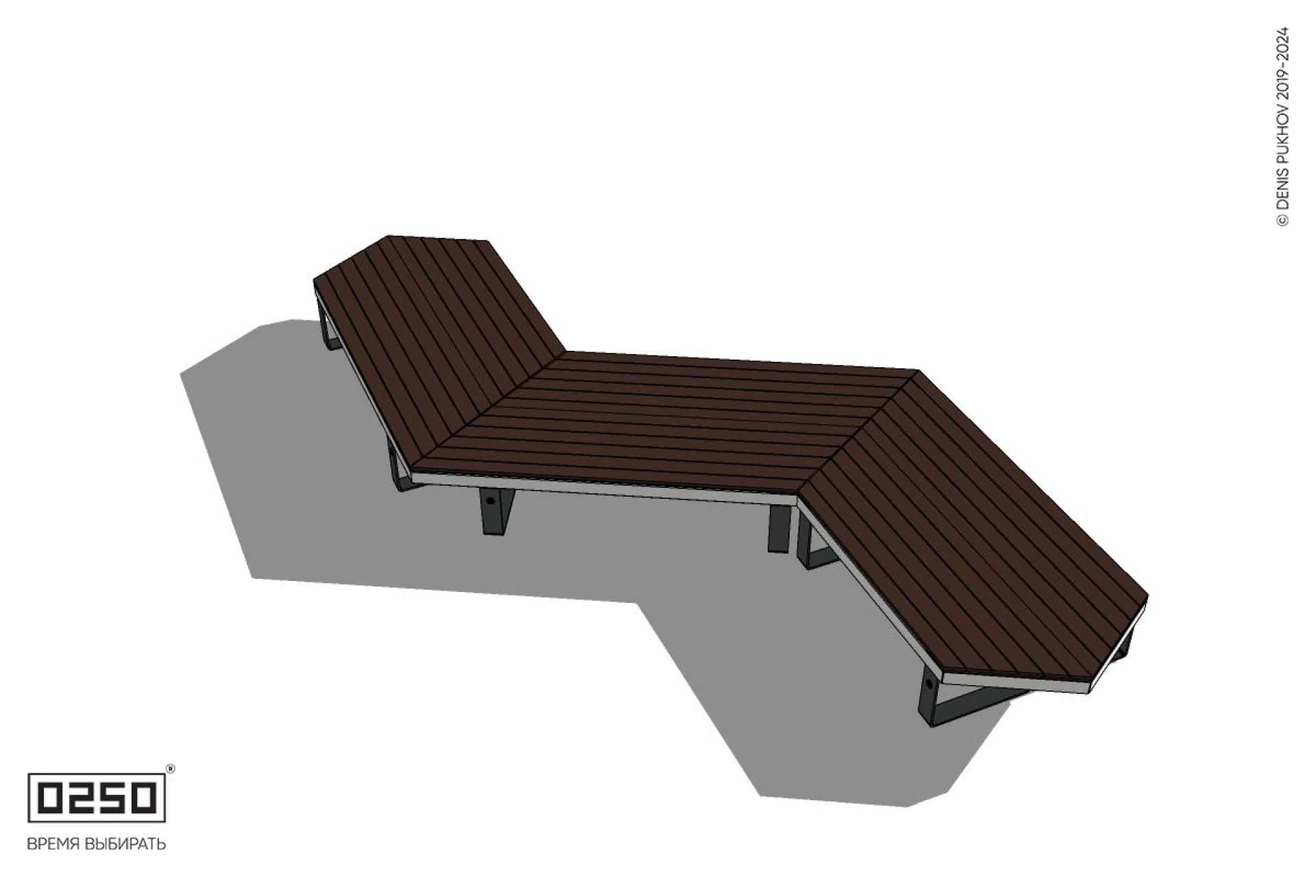 Уличная Z-образная двухсторонняя трапецеидальная скамейка на ножках с клиновидными торцами производство 0250