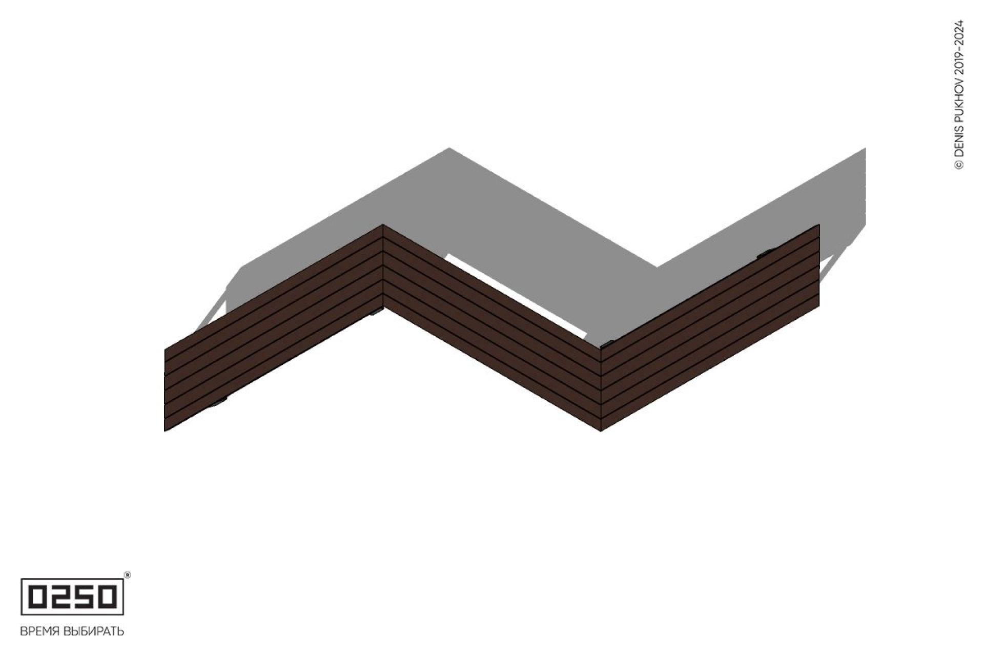 Уличная Z-образная трапециевидная длинная скамейка на ножках производство 0250, module