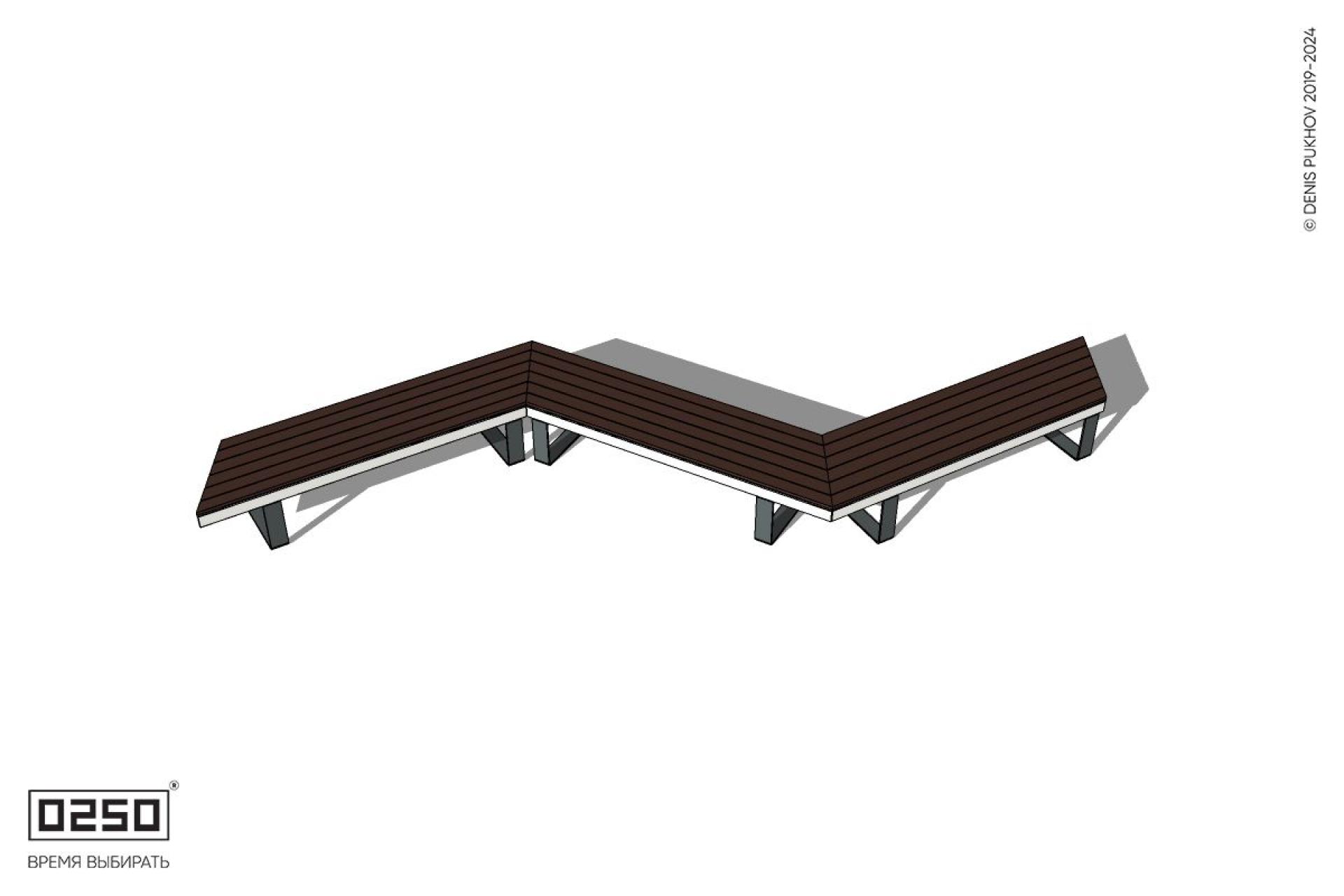 Уличная Z-образная трапециевидная длинная скамейка на ножках производство 0250