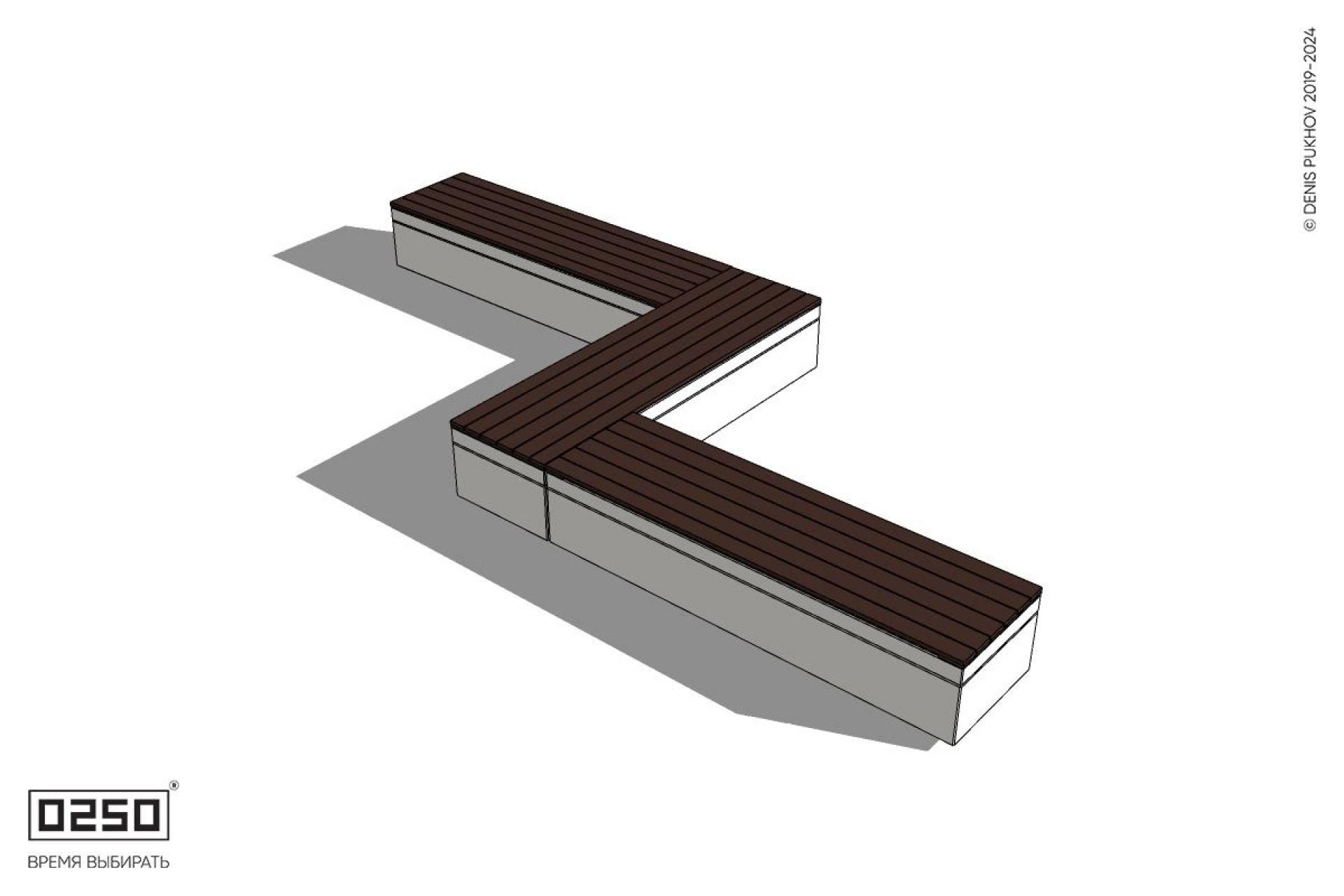 Уличная Z-образная прямоугольная скамейка на блоке производство 0250