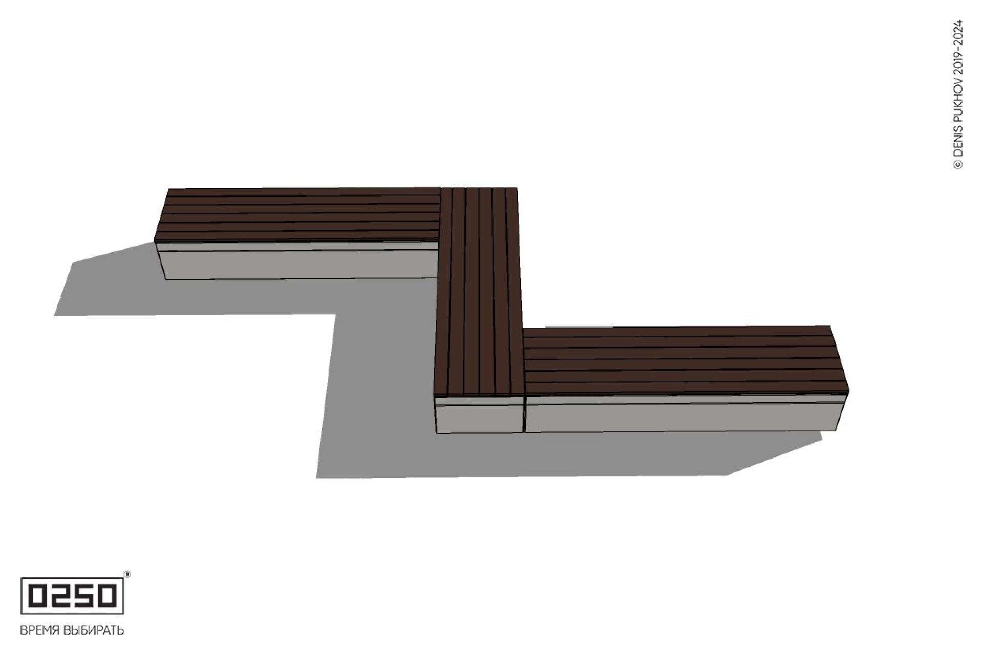 Уличная Z-образная прямоугольная скамейка на блоке производство 0250