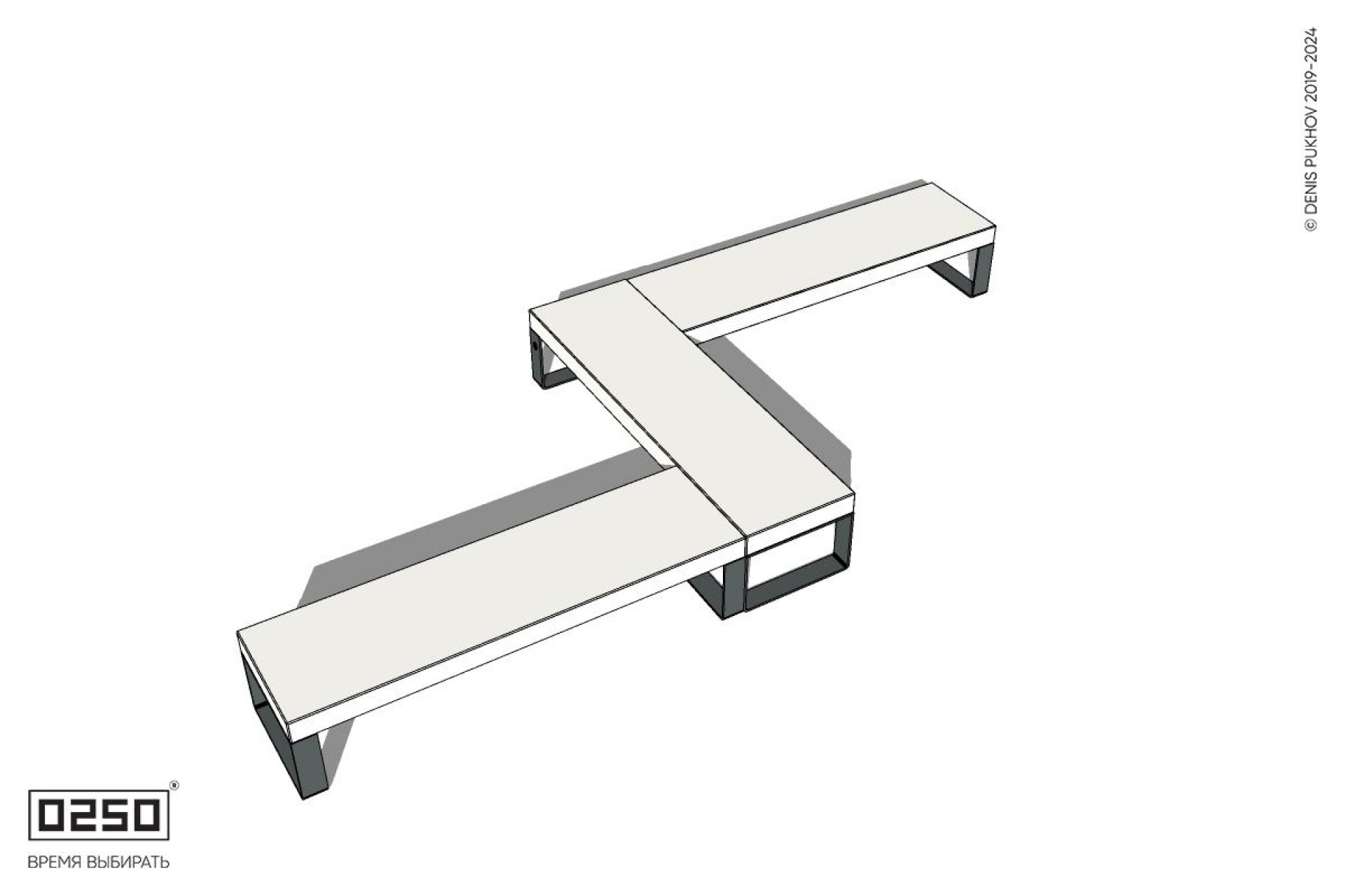 Уличная Бетонная Z-образная прямоугольная скамейка на ножках производство 0250