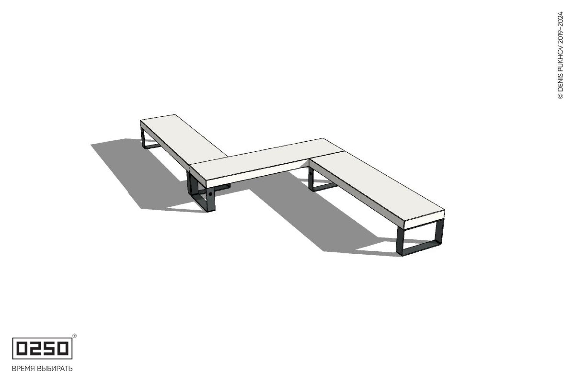 Уличная Бетонная Z-образная прямоугольная скамейка на ножках производство 0250