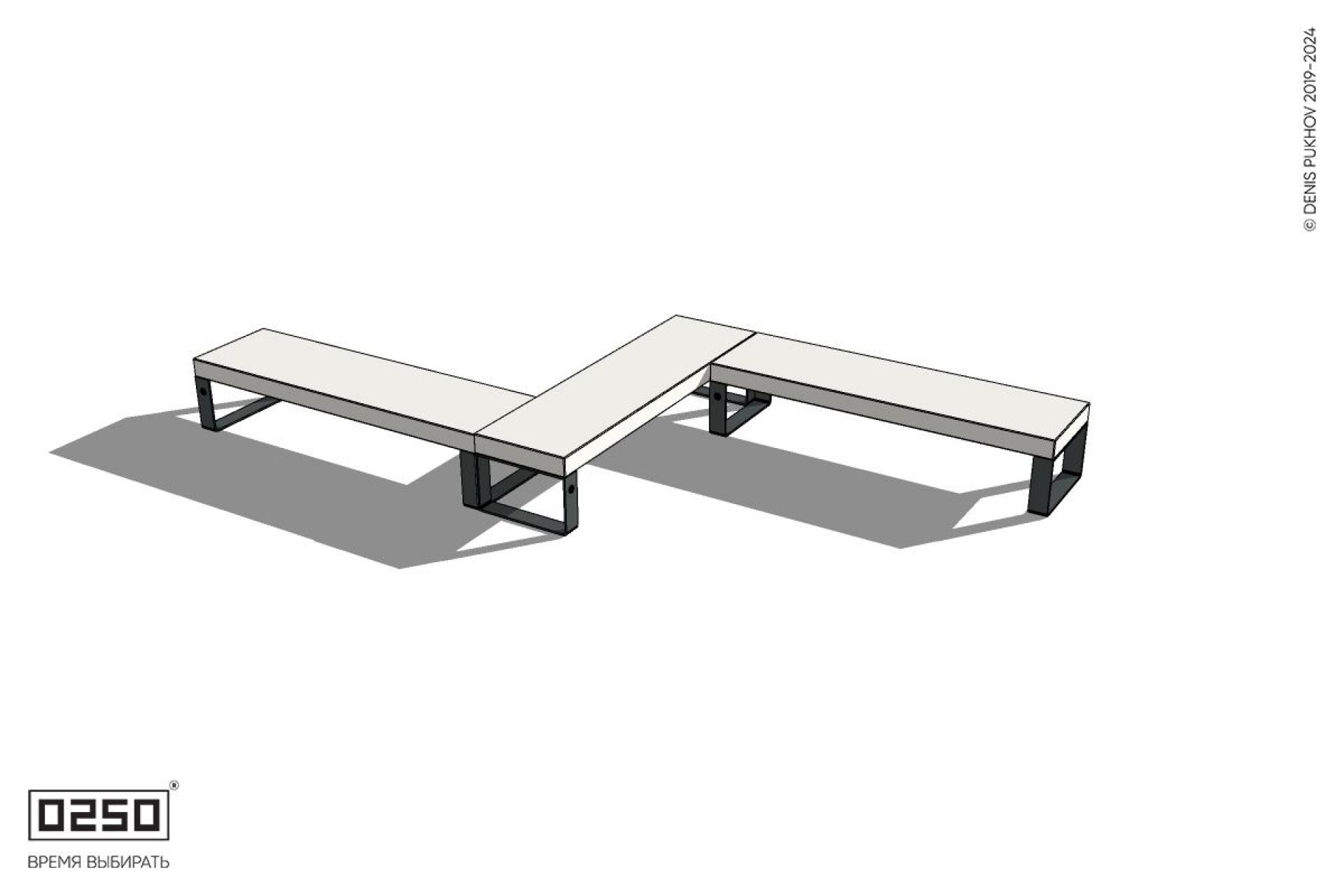 Уличная Бетонная Z-образная прямоугольная скамейка на ножках производство 0250