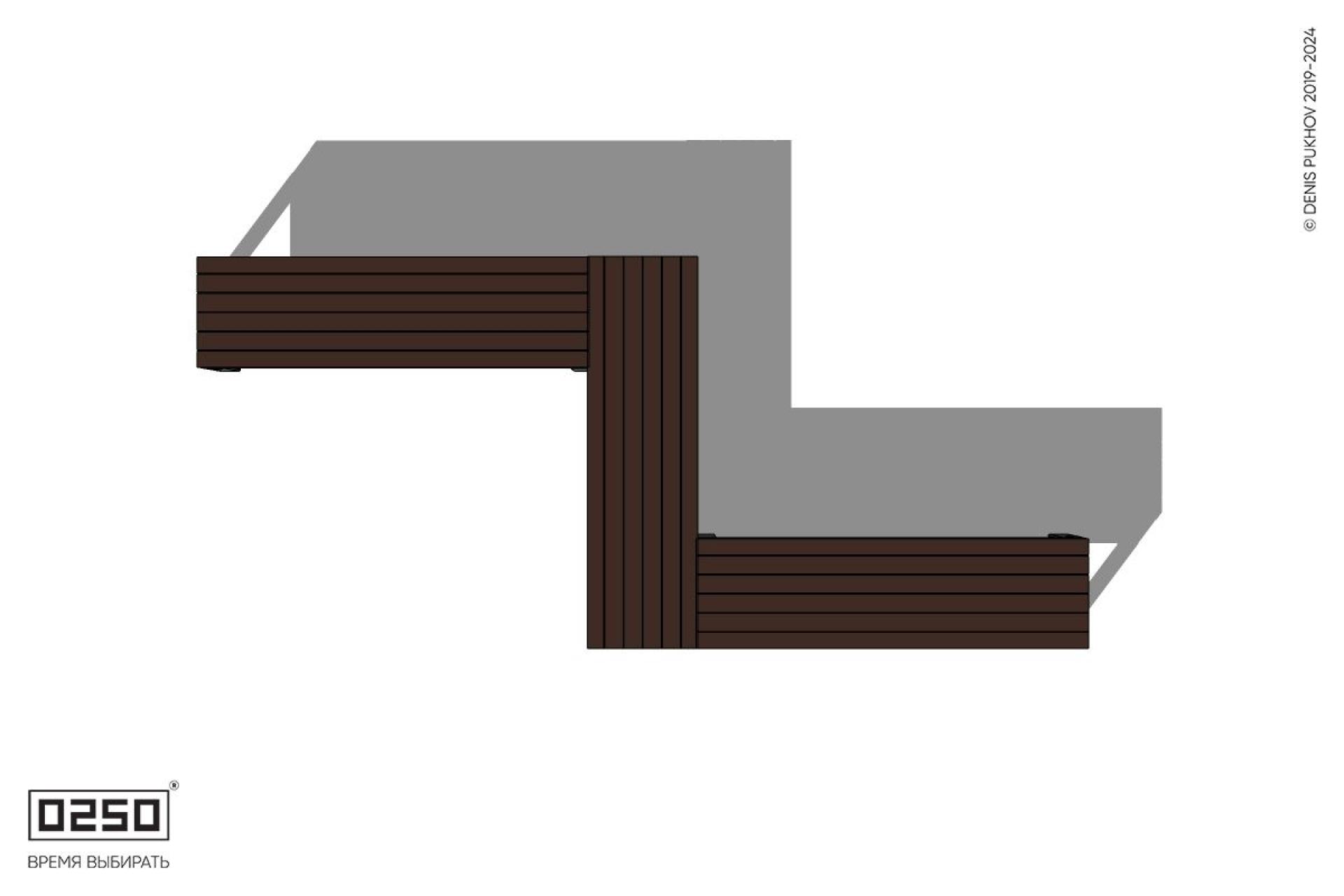 Уличная Z-образная прямоугольная скамейка на ножках производство 0250, module