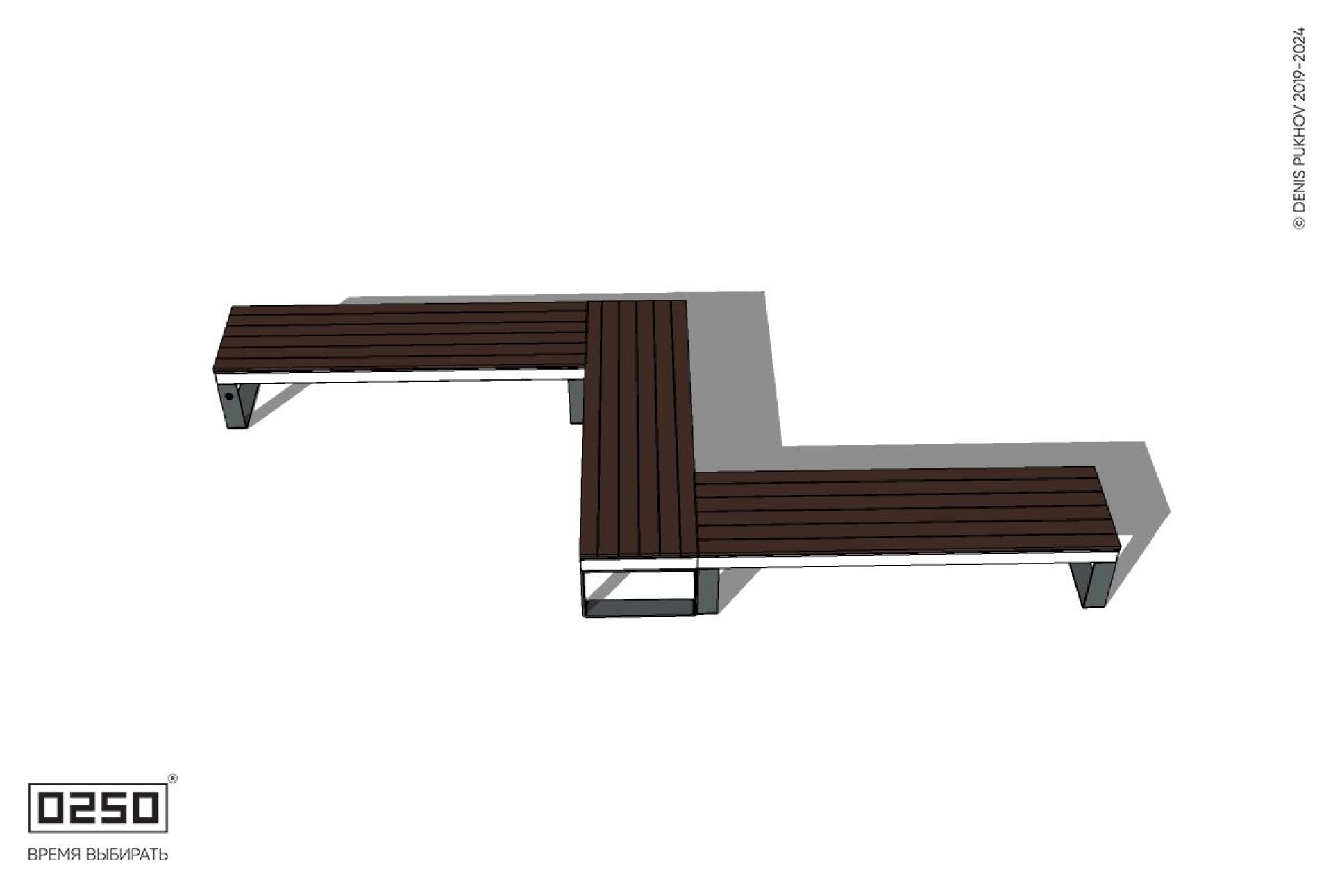 Уличная Z-образная прямоугольная скамейка на ножках производство 0250