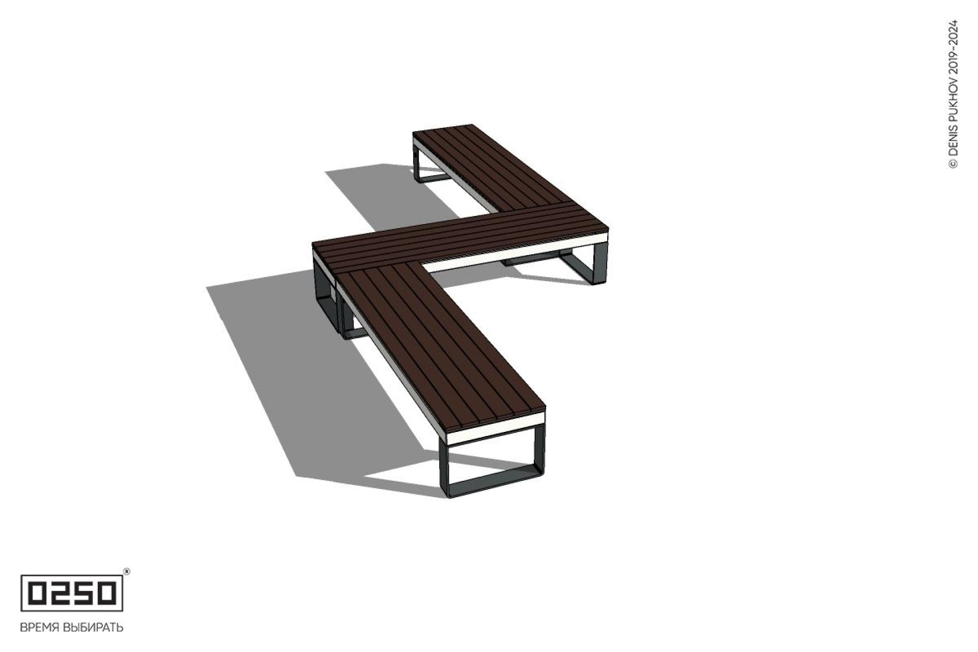 Уличная Z-образная прямоугольная скамейка на ножках производство 0250