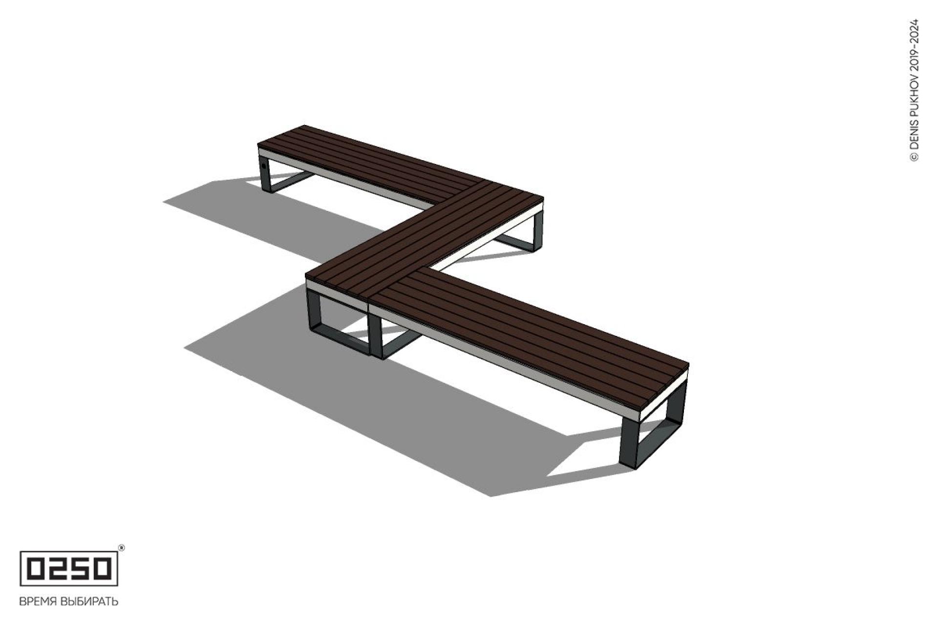 Уличная Z-образная прямоугольная скамейка на ножках производство 0250