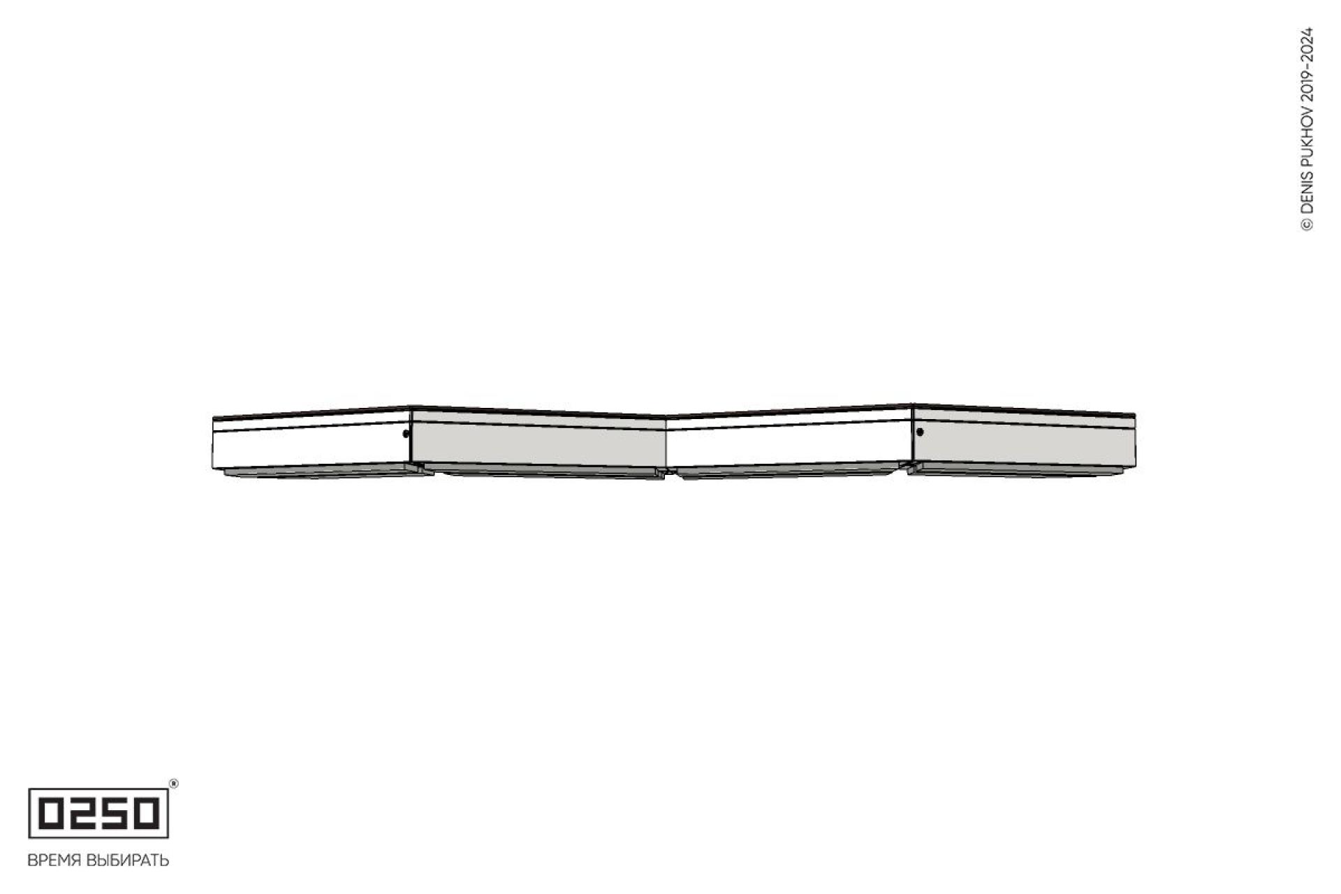 Уличная Зигзагообразная трапецеидальная двухсторонняя четырехпролетная скамейка с клиновидными торцами на блоке производство 0250