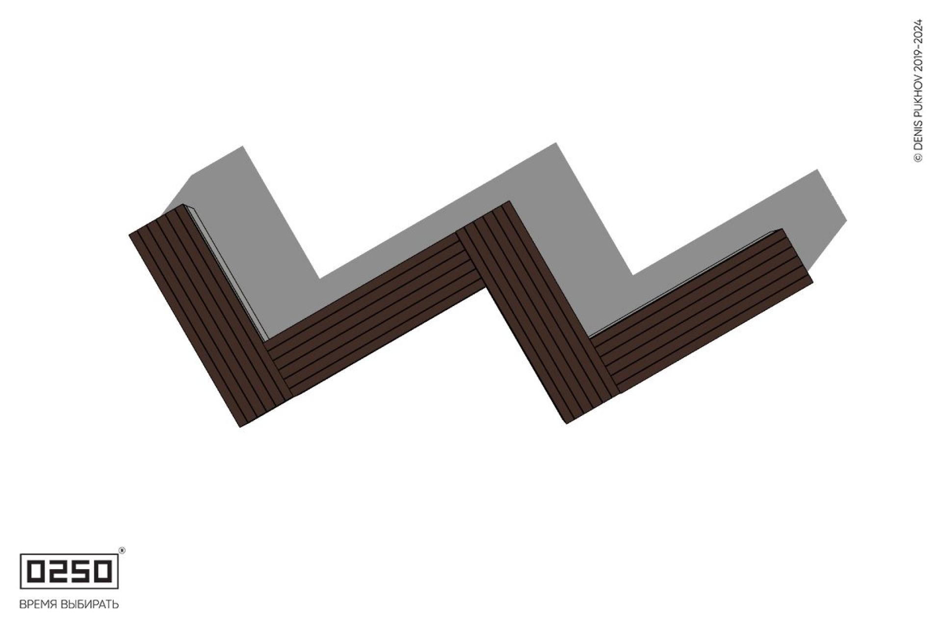 Уличная Зигзагообразная прямоугольная четырехпролетная скамейка на блоке производство 0250, module