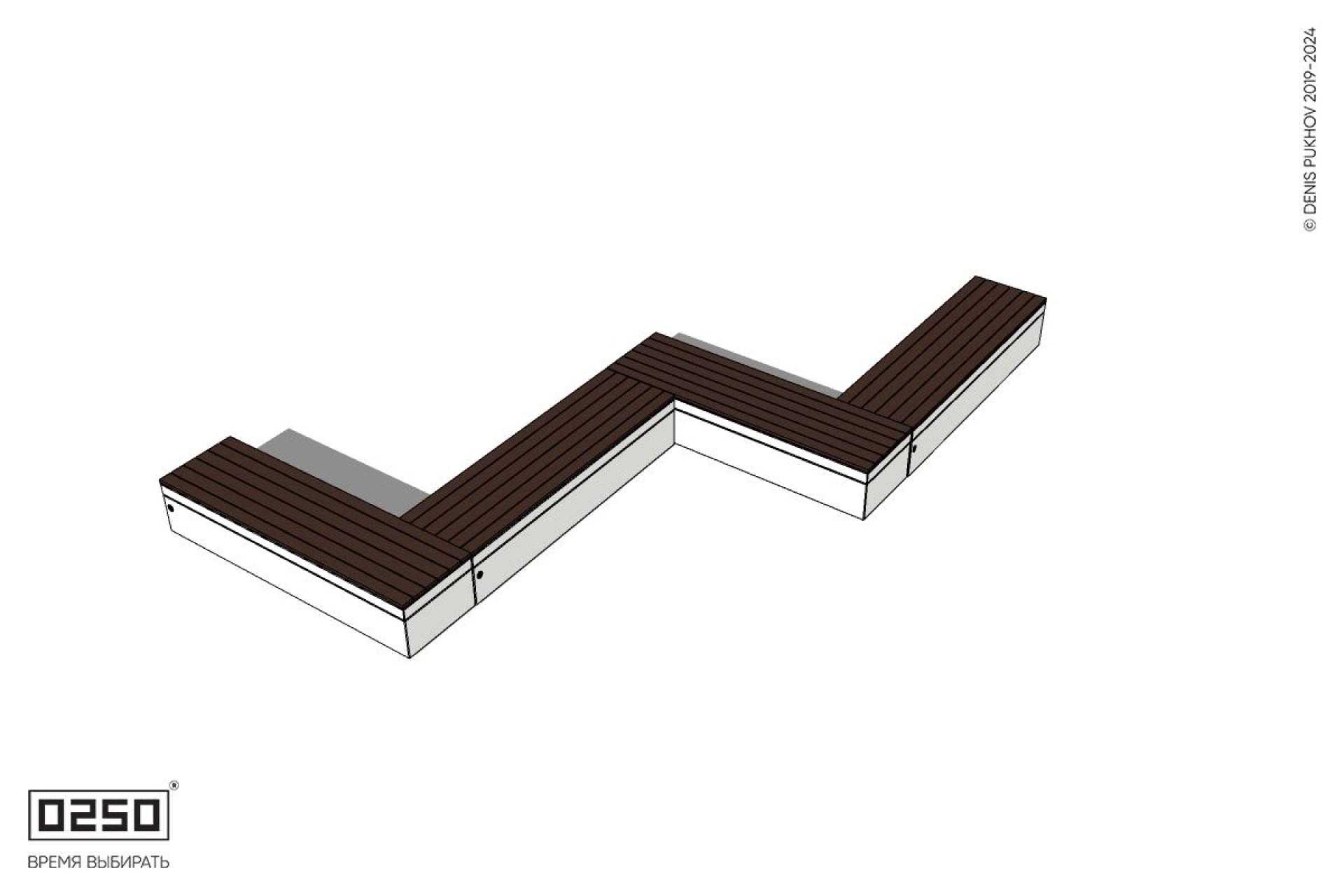 Уличная Зигзагообразная прямоугольная четырехпролетная скамейка на блоке производство 0250