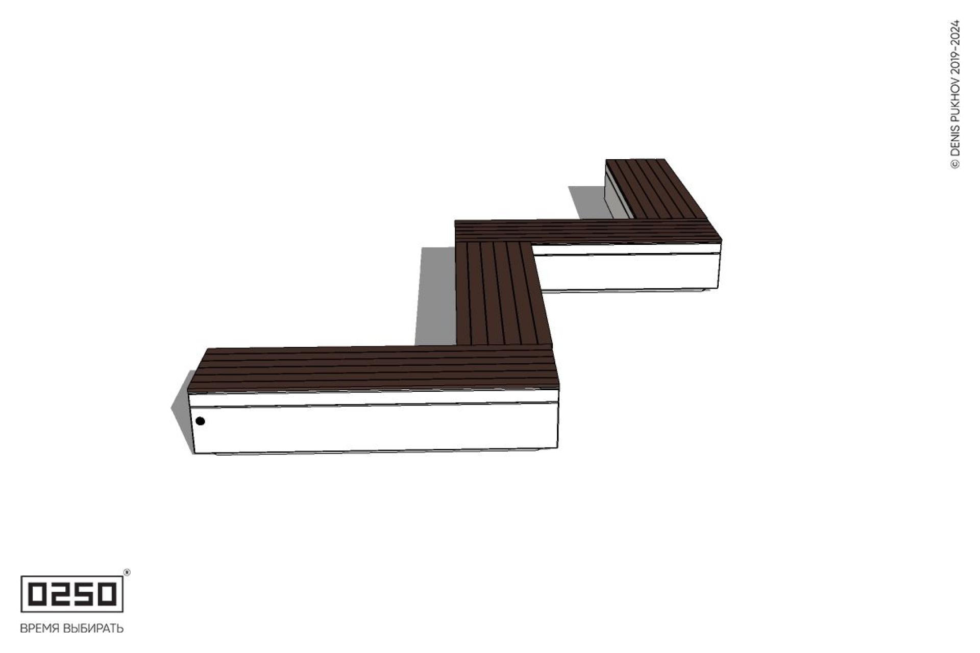 Уличная Зигзагообразная прямоугольная четырехпролетная скамейка на блоке производство 0250