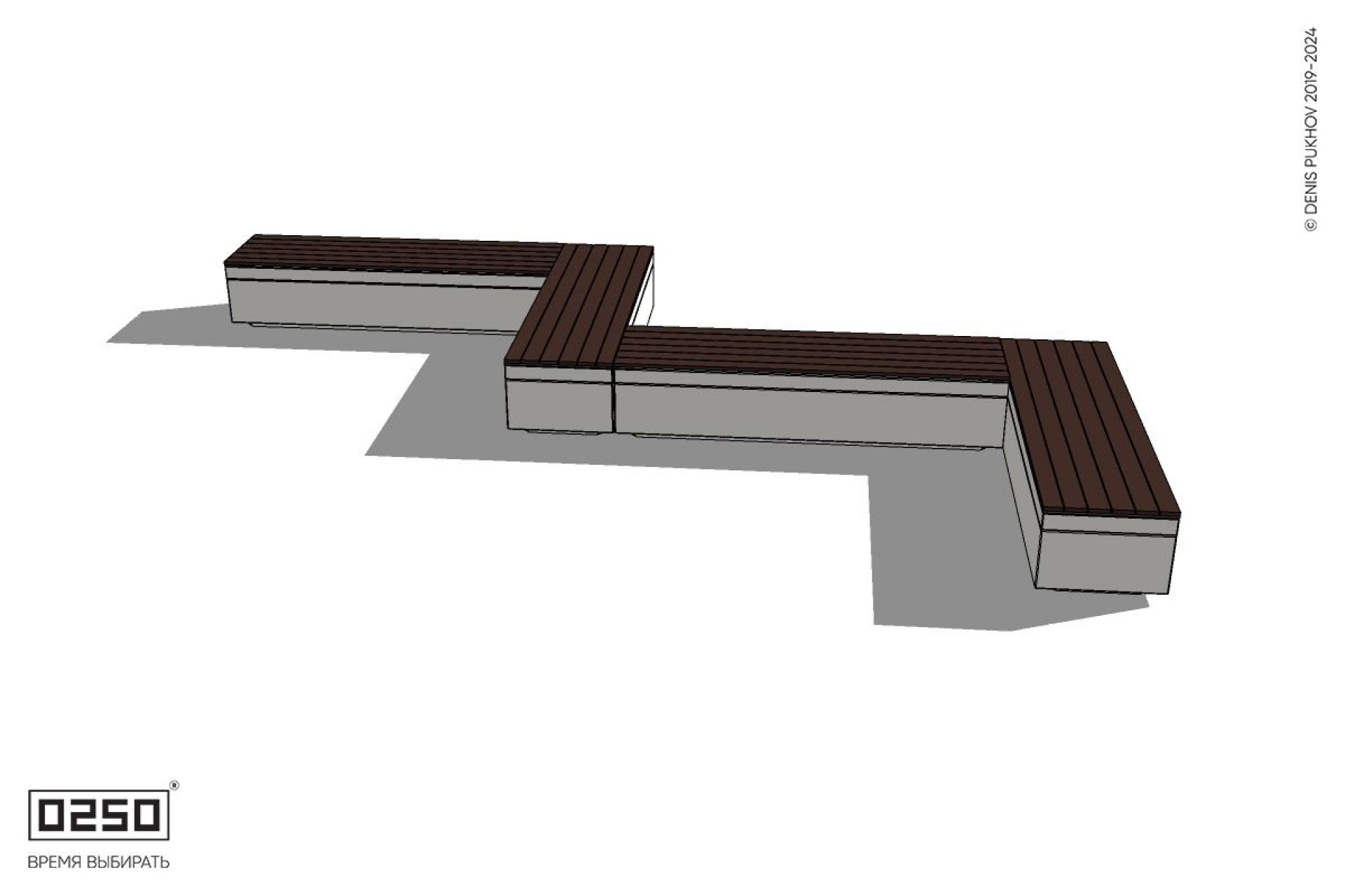 Уличная Зигзагообразная прямоугольная четырехпролетная скамейка на блоке производство 0250