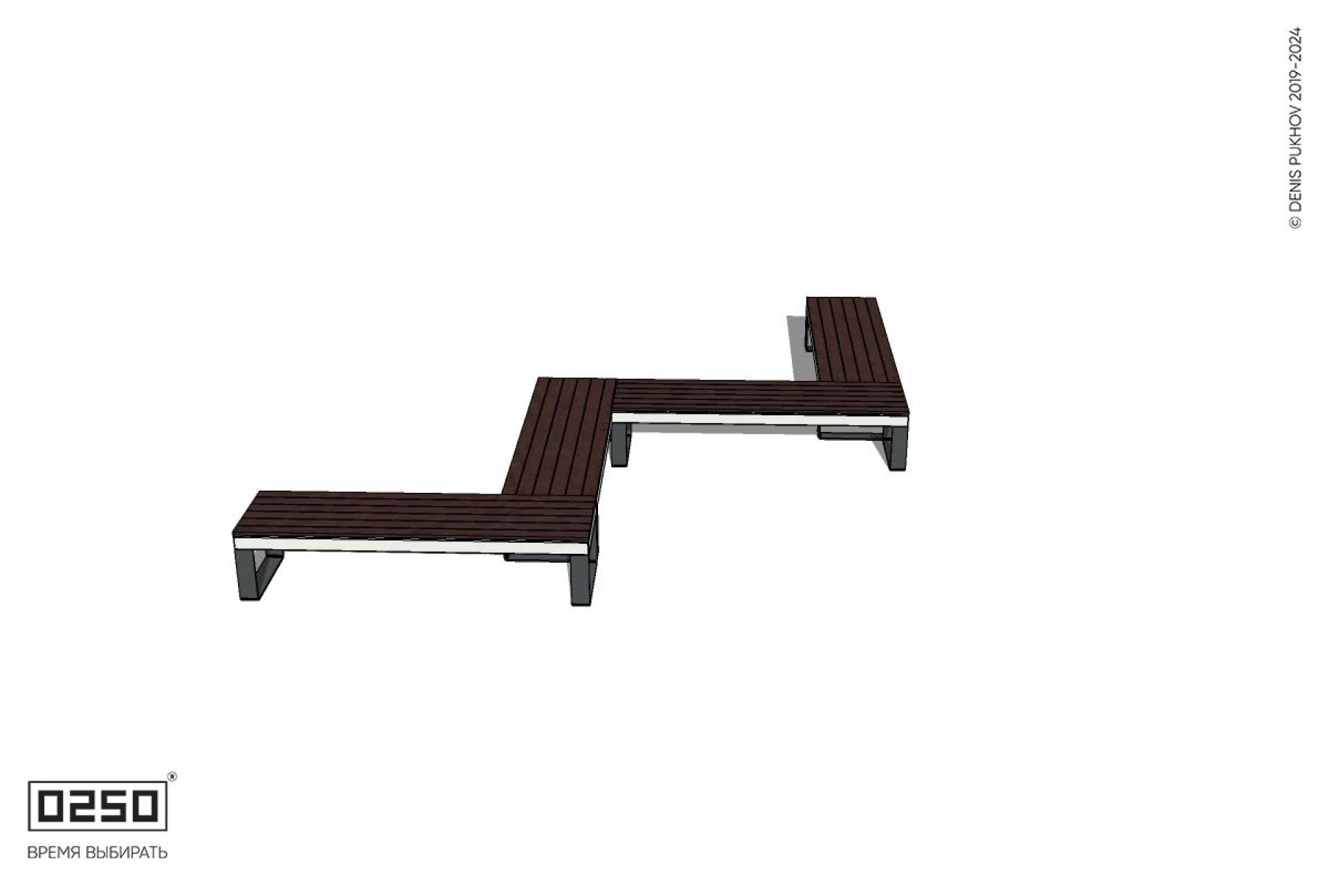 Уличная Зигзагообразная прямоугольная четырехпролетная скамейка на ножках производство 0250