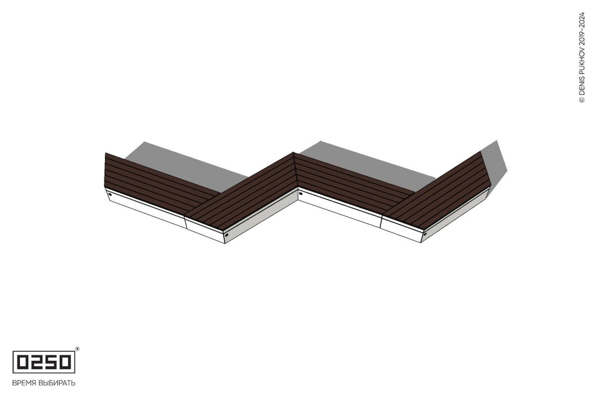 Уличная Зигзагообразная трапецеидальная четырехпролетная скамейка на блоке производство 0250