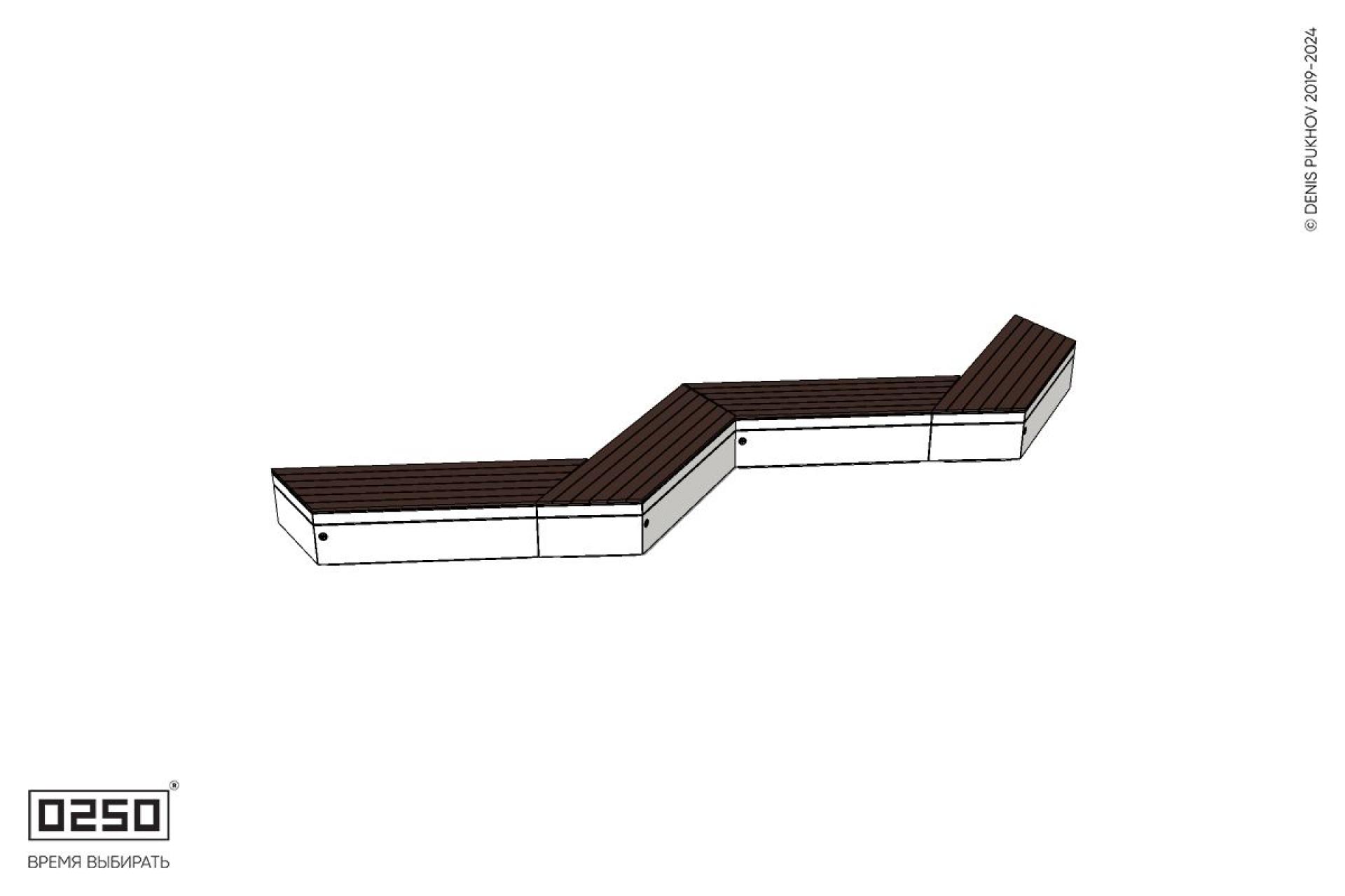 Уличная Зигзагообразная трапецеидальная четырехпролетная скамейка на блоке производство 0250