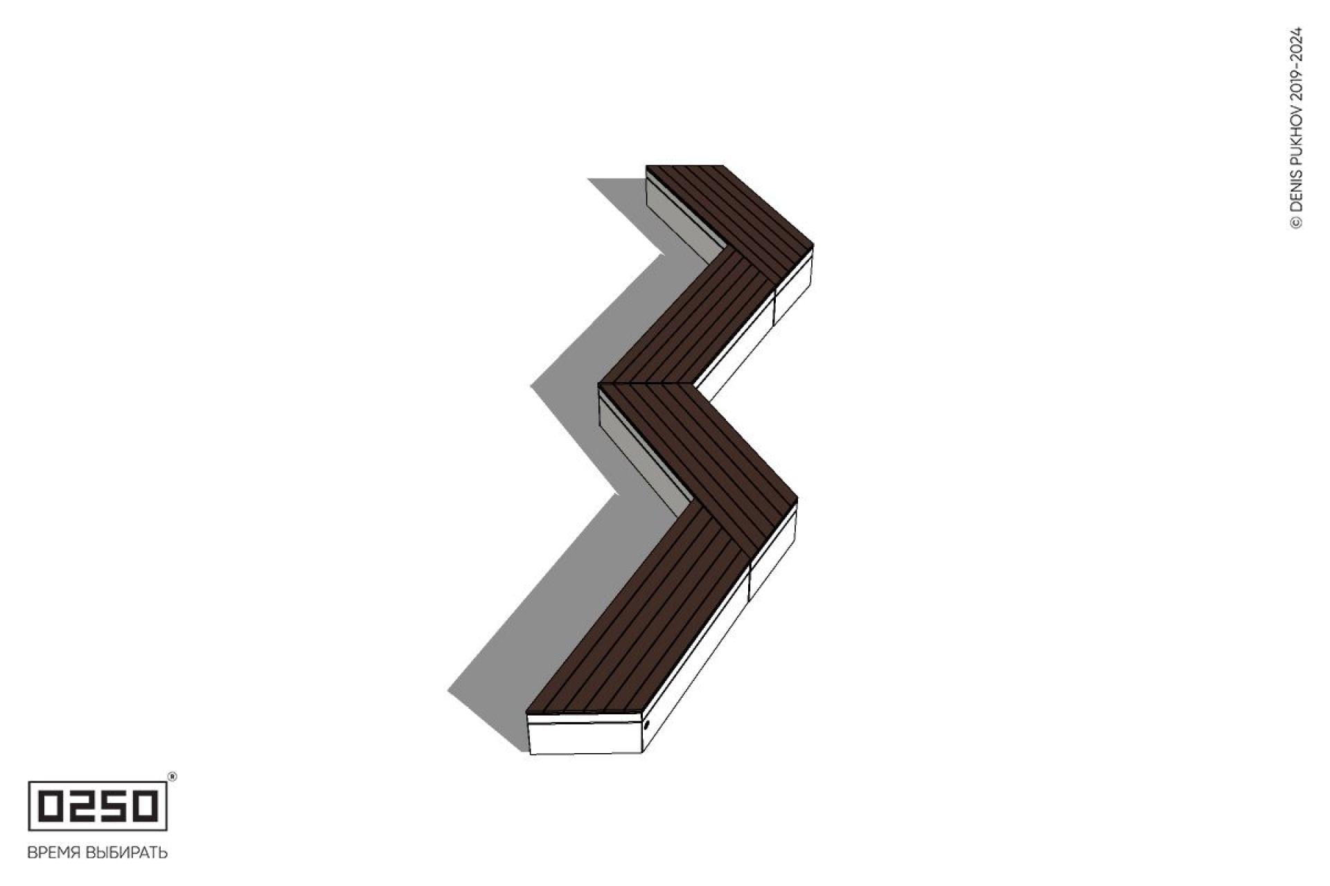 Уличная Зигзагообразная трапецеидальная четырехпролетная скамейка на блоке производство 0250