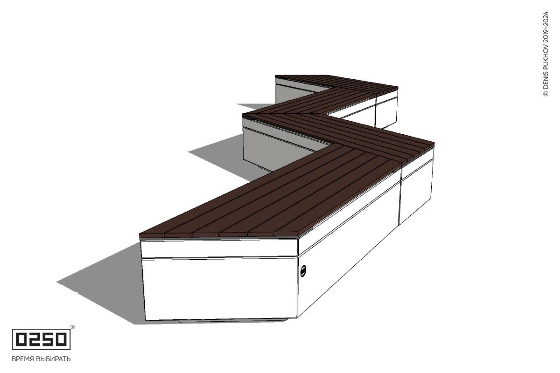 Уличная Зигзагообразная трапецеидальная четырехпролетная скамейка на блоке производство 0250