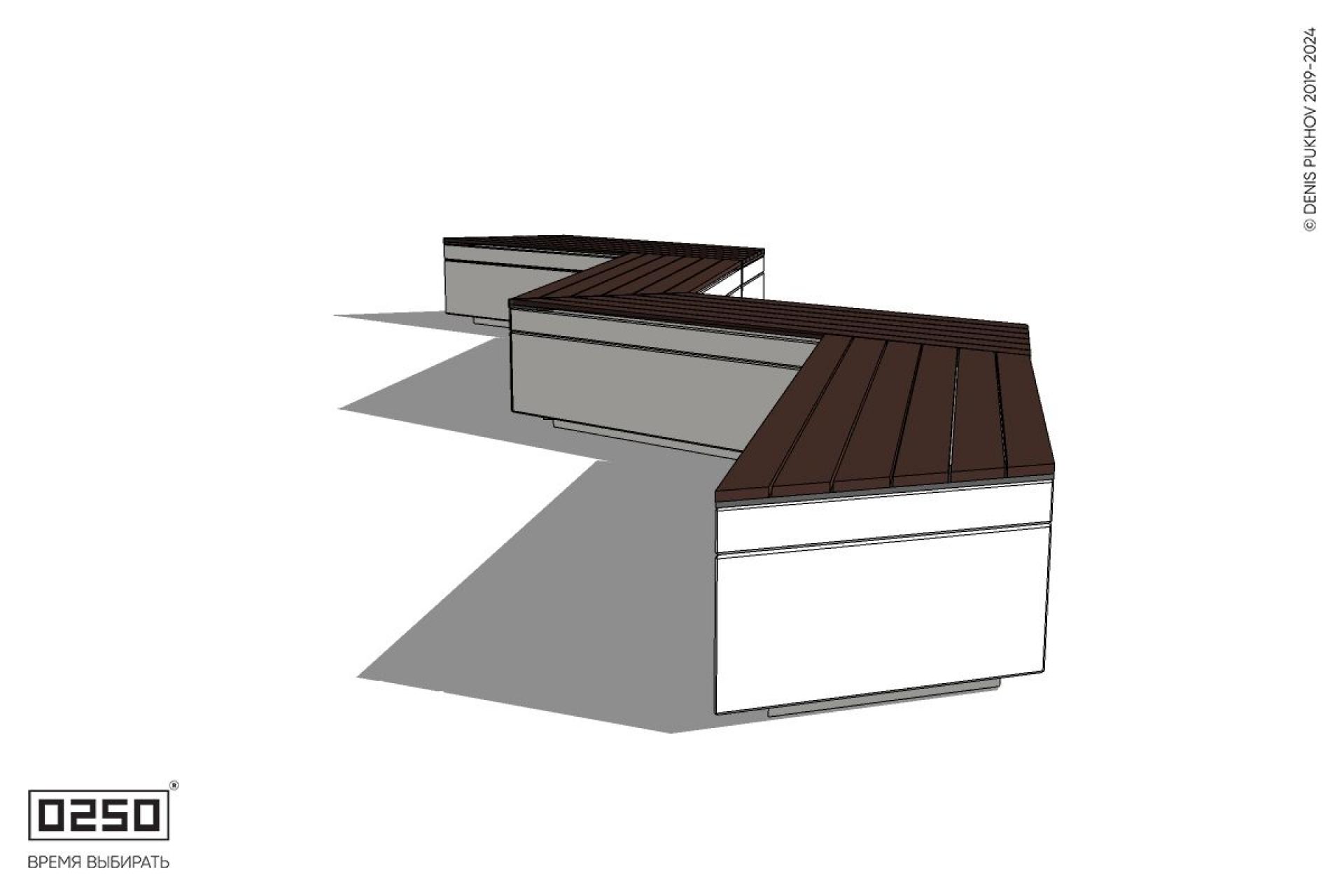 Уличная Зигзагообразная трапецеидальная четырехпролетная скамейка на блоке производство 0250