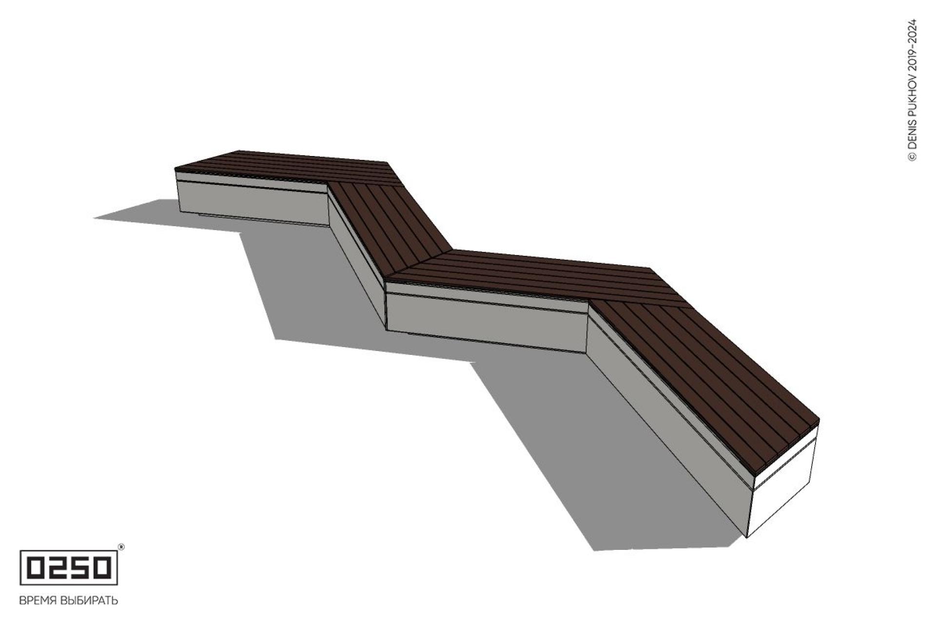 Уличная Зигзагообразная трапецеидальная четырехпролетная скамейка на блоке производство 0250