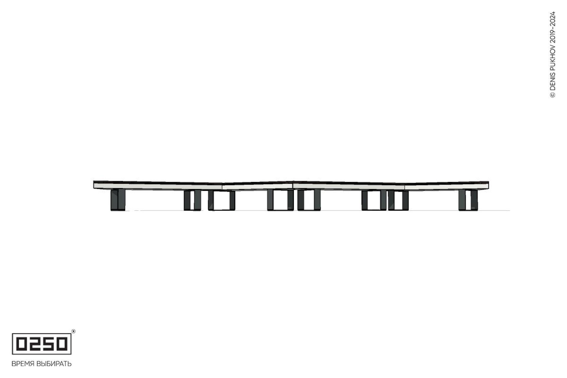 Уличная Зигзагообразная трапецеидальная четырехпролетная скамейка на ножках производство 0250