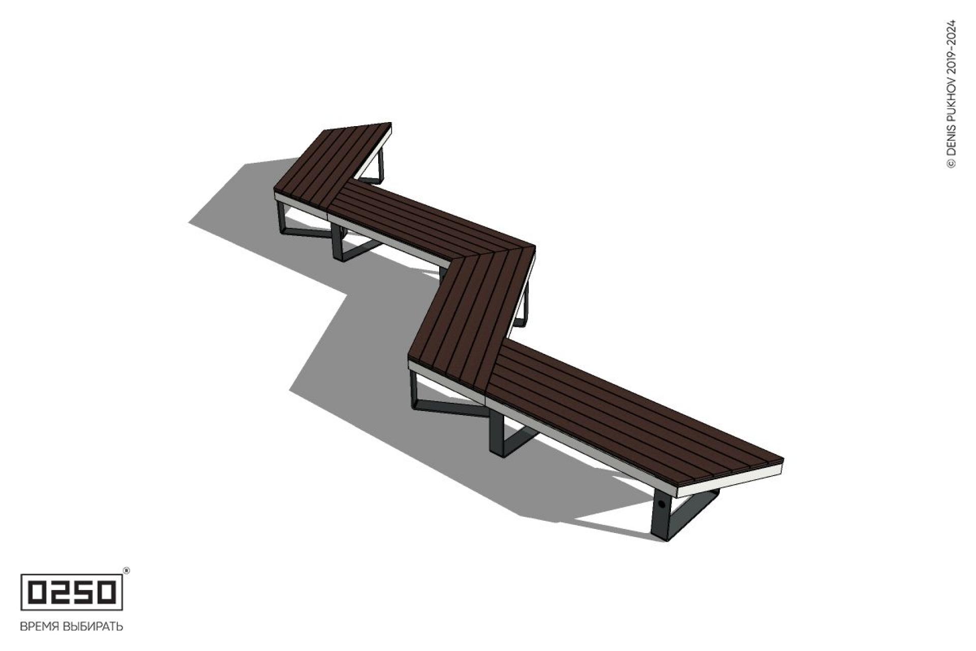 Уличная Зигзагообразная трапецеидальная четырехпролетная скамейка на ножках производство 0250