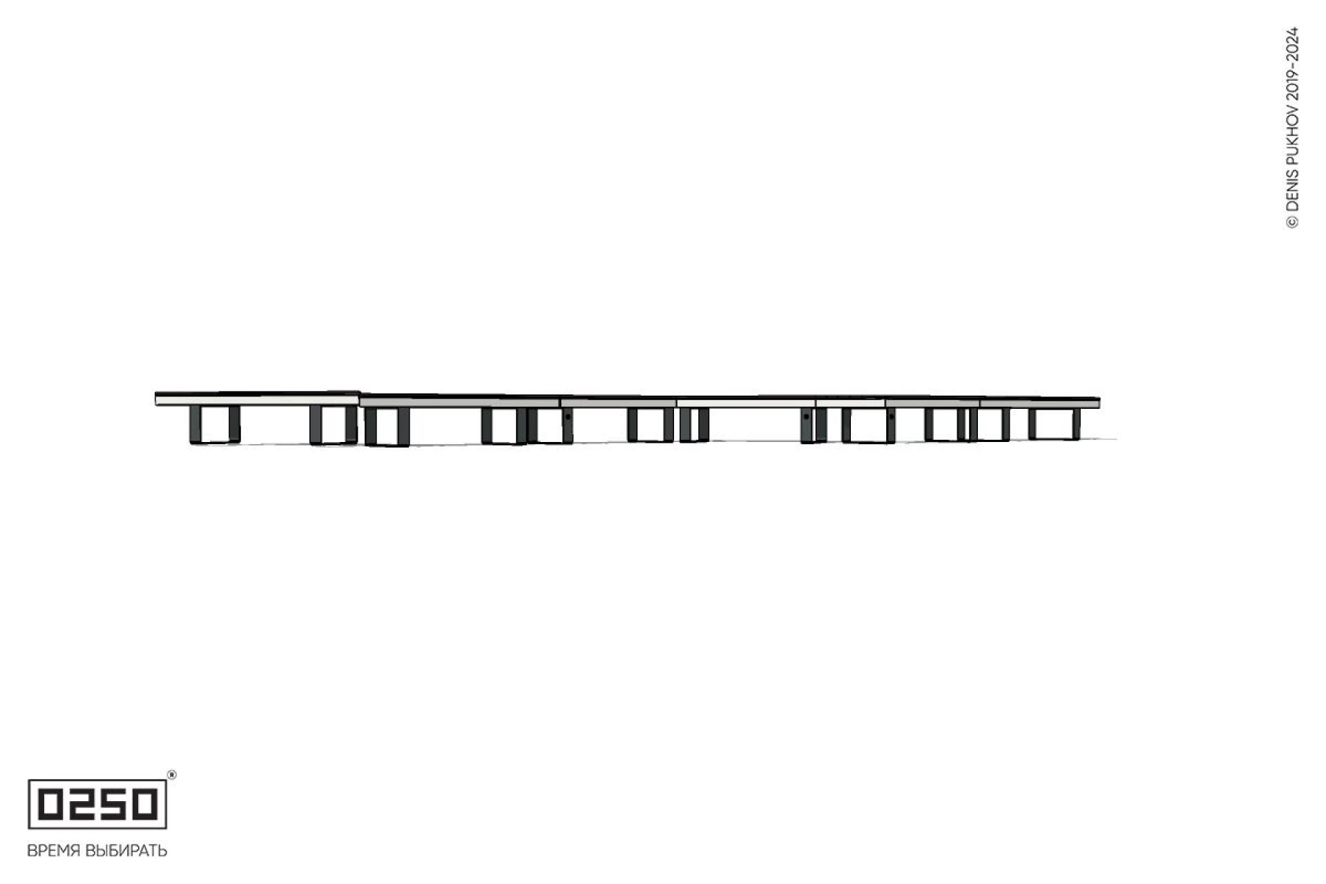 Уличная Зигзагообразная трапецеидальная четырехпролетная удвоенная скамейка на ножках производство 0250 Уличная Зигзагообразная трапецеидальная четырехпролетная удвоенная скамейка на ножках производство 0250