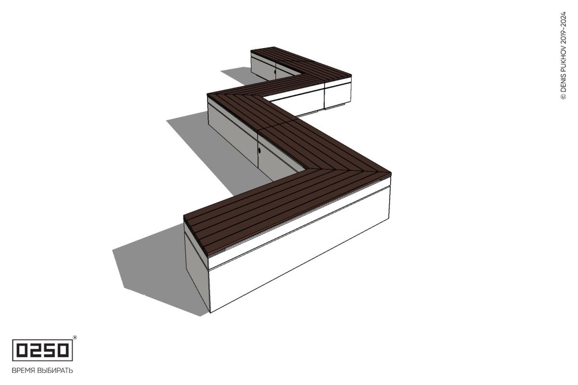 Уличная Зигзагообразная трапецеидальная шестипролетная удвоенная скамейка на блоке производство 0250, module