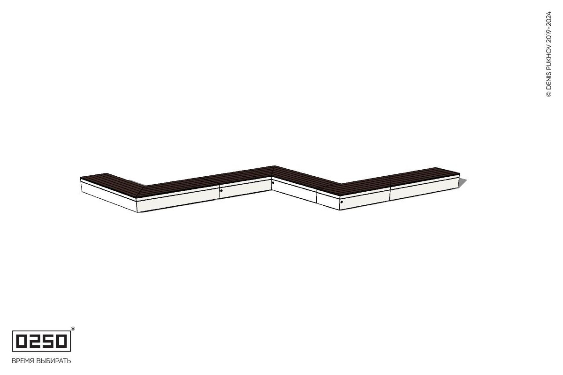 Уличная Зигзагообразная трапецеидальная шестипролетная удвоенная скамейка на блоке производство 0250