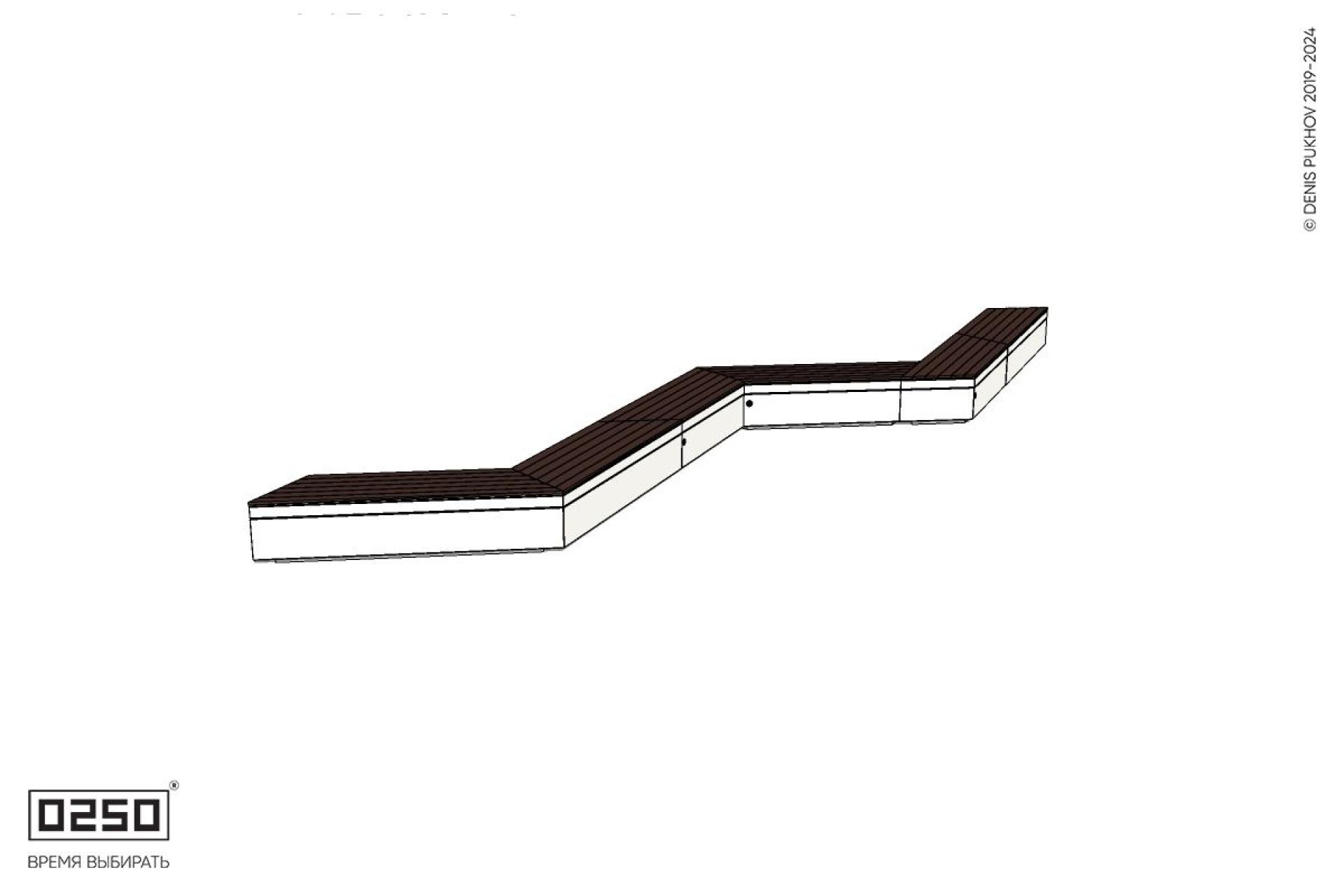 Уличная Зигзагообразная трапецеидальная шестипролетная удвоенная скамейка на блоке производство 0250