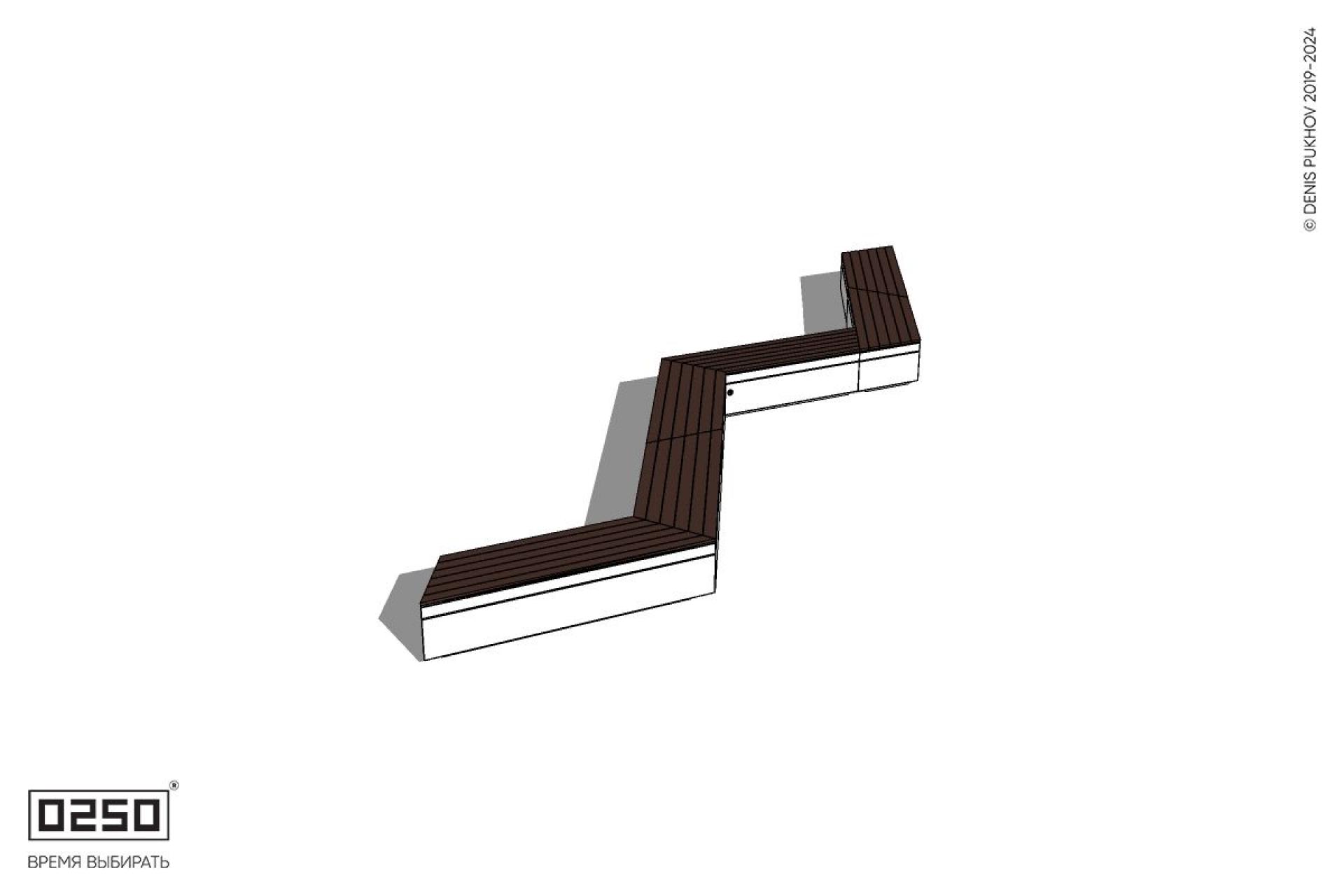 Уличная Зигзагообразная трапецеидальная шестипролетная удвоенная скамейка на блоке производство 0250